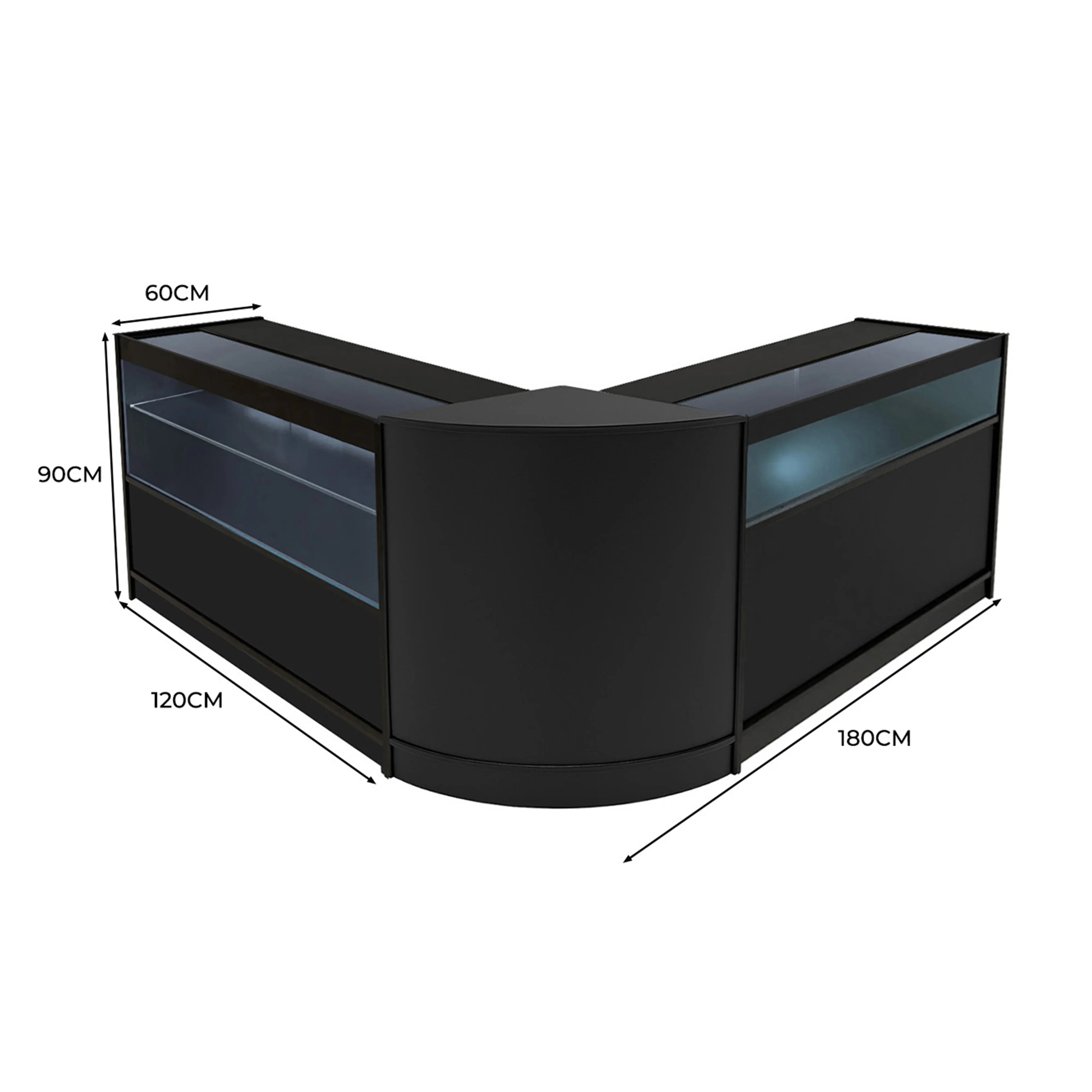 Adonis LED Shop Counter Set B1200, C1200 & CM60 - Black
