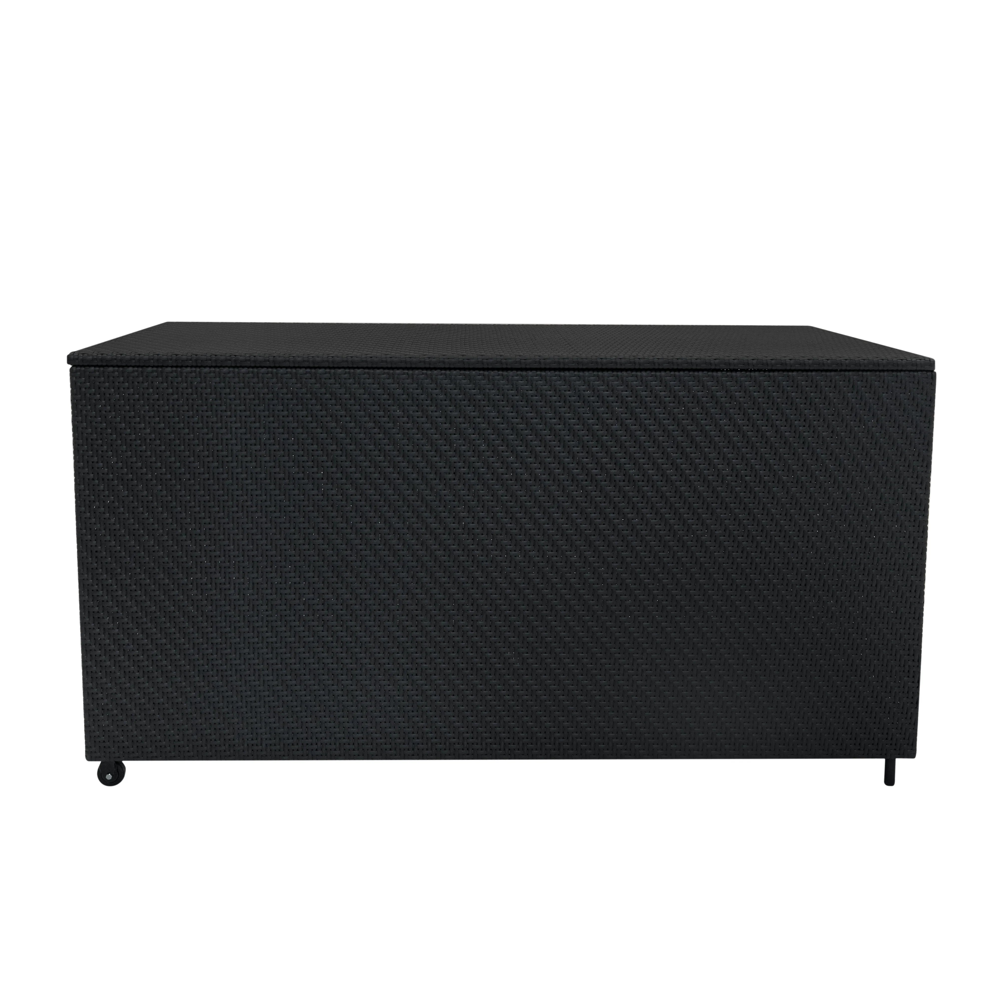 Rattan Modular 7 Piece Furniture Set & 700L Storage Box - Black