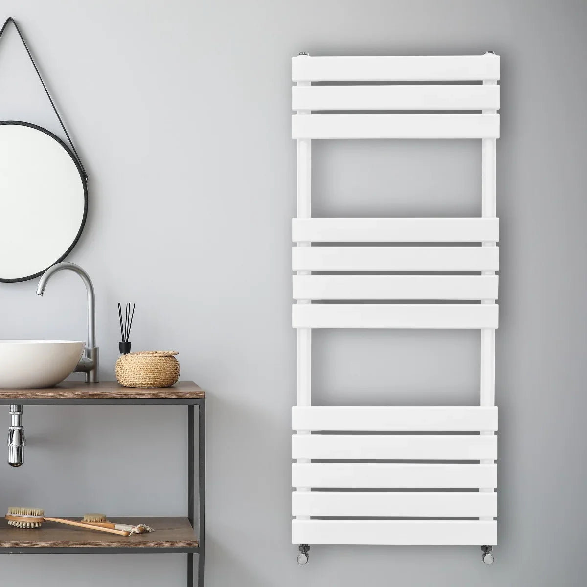 Flat Panel Towel Radiator – 1200mm x 450mm – White