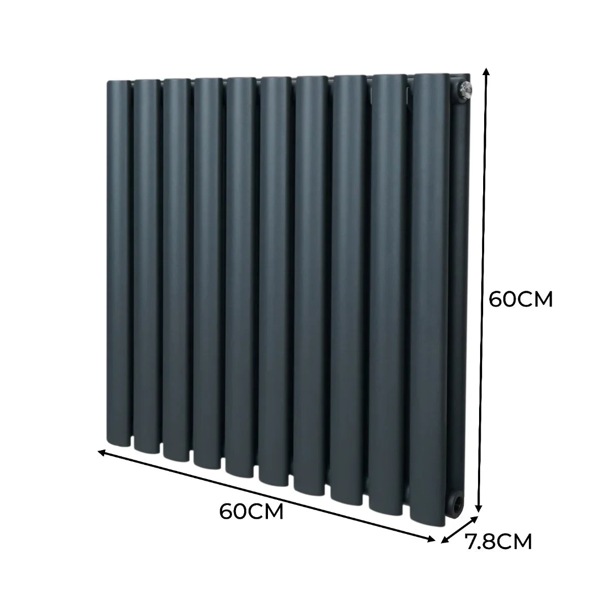 Oval Column Radiator & Valves - 600mm x 600mm – Anthracite Grey