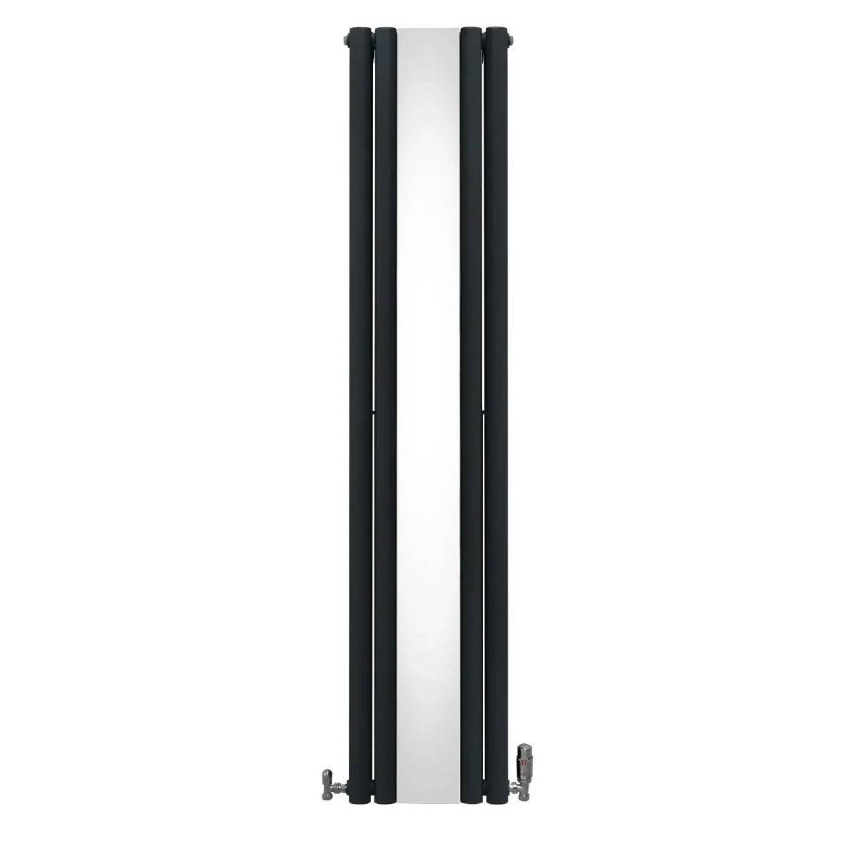 Oval Mirror Radiator & Valves - 1800mm x 380mm - Anthracite Grey