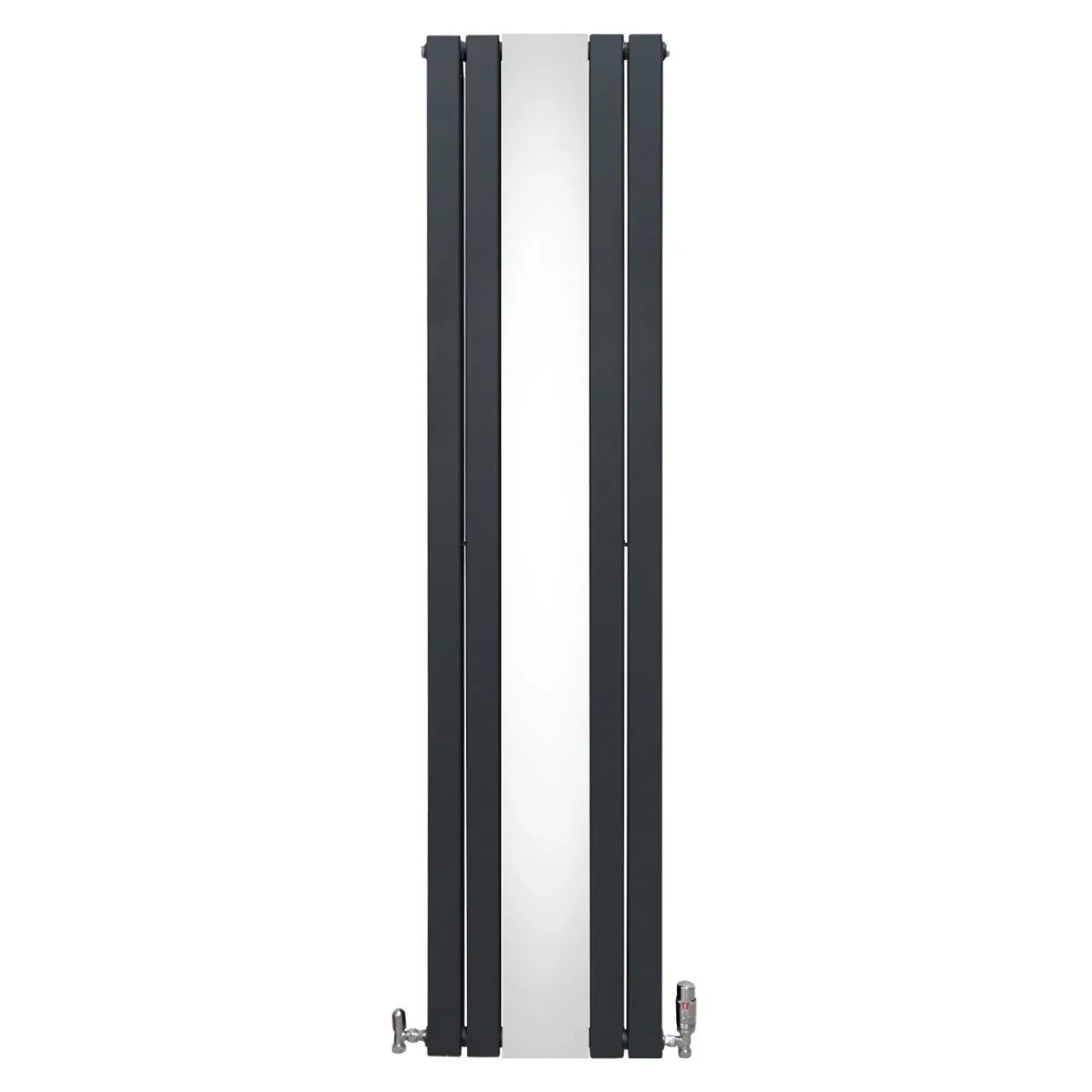 Flat Mirror Radiator & Valves - 1800mm x 425mm - Anthracite Grey