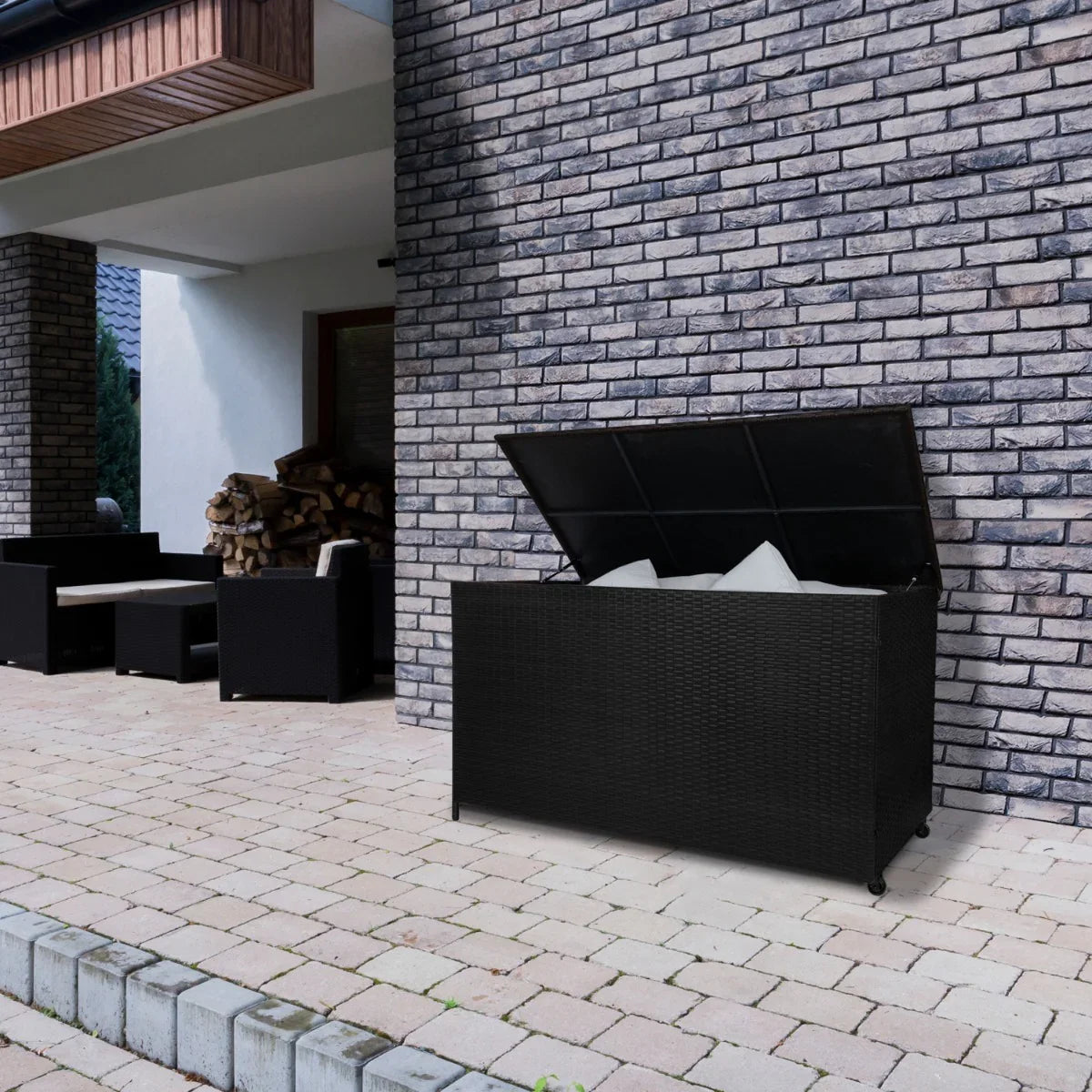 Rattan Storage Box 582L - Black