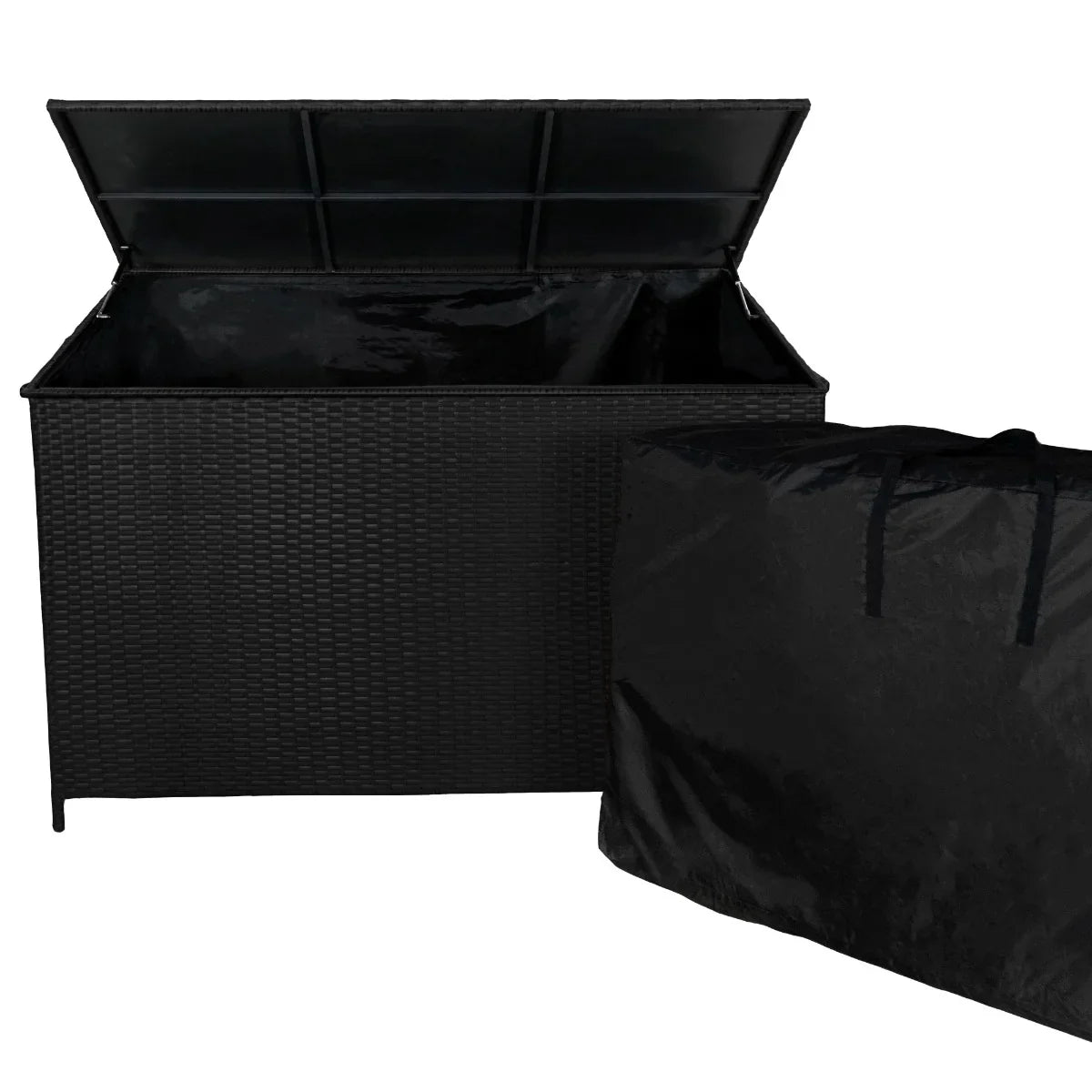 Rattan Corner Set & Storage Box - Black