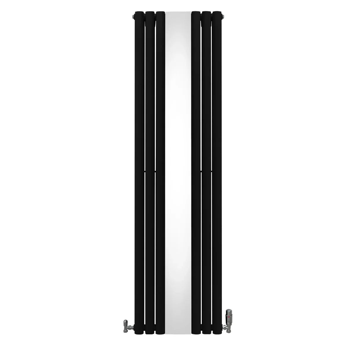 Oval Mirror Radiator & Valves - 1800mm x 500mm - Black