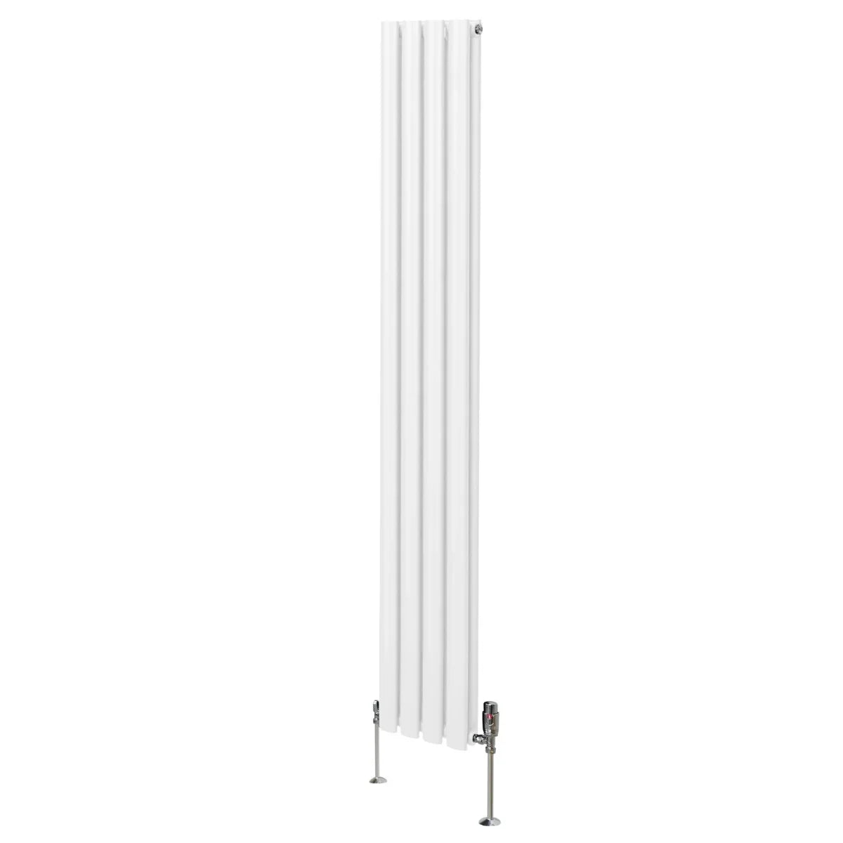 Oval Column Radiator & Valves - 1800mm x 240mm – White