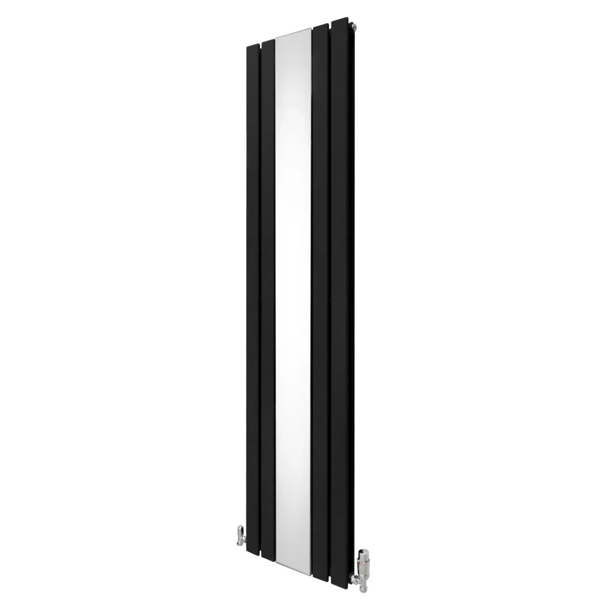 Flat Mirror Radiator & Valves - 1800mm x 425mm - Black