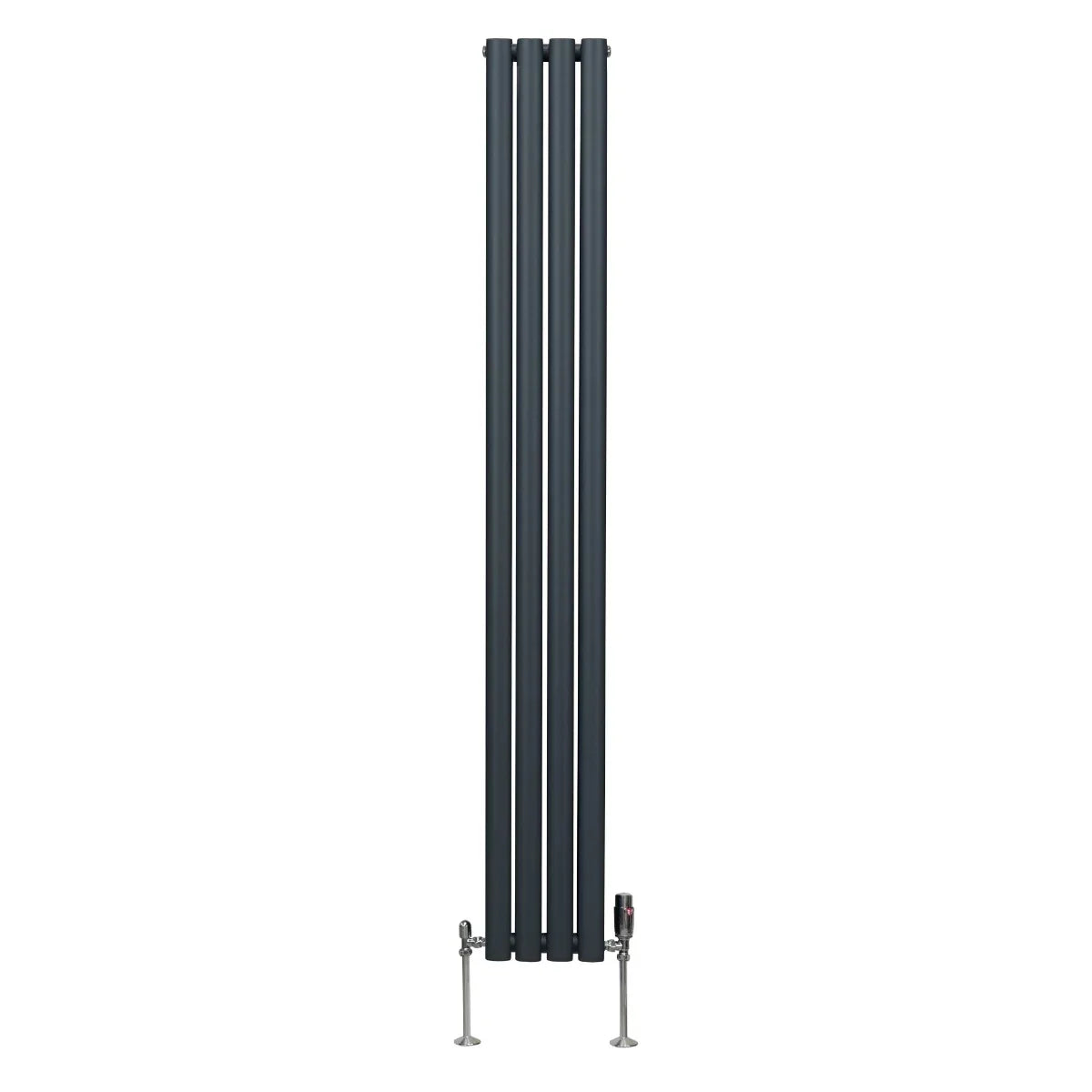 Oval Column Radiator & Valves - 1800mm x 240mm – Anthracite Grey