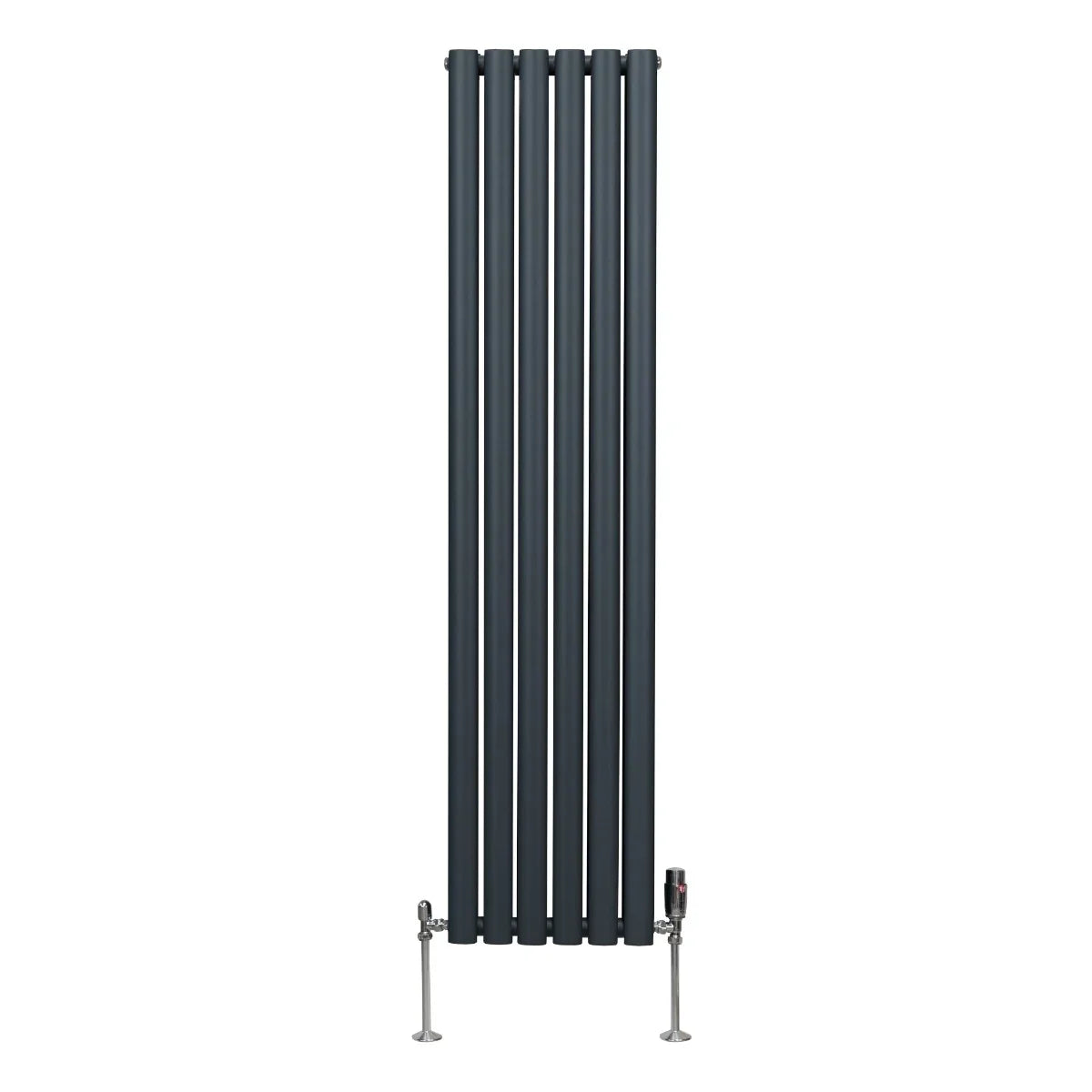 Oval Column Radiator & Valves - 1600mm x 360mm – Anthracite Grey