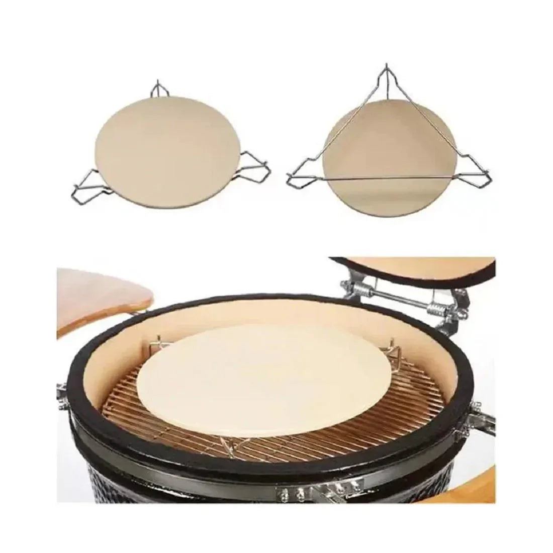 Fresh Grills 3 in 1 Pizza Stone, Elevator and Heat Deflector for Kamado BBQ Ovens