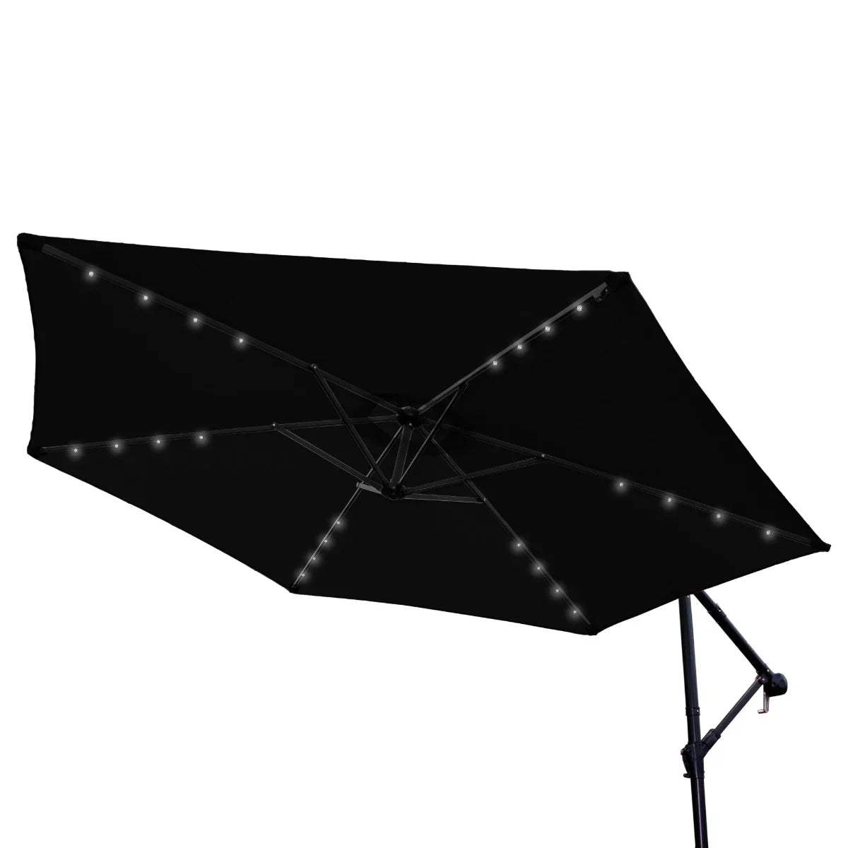 Black 3m LED Cantilever Parasol With Plain Base