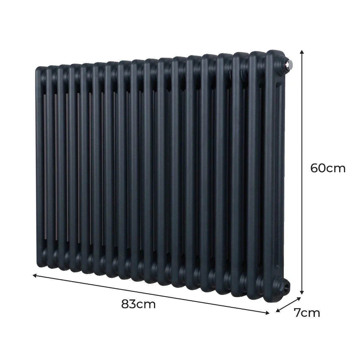 Traditional 2 Column Radiator - 600 x 832mm - Anthracite Grey