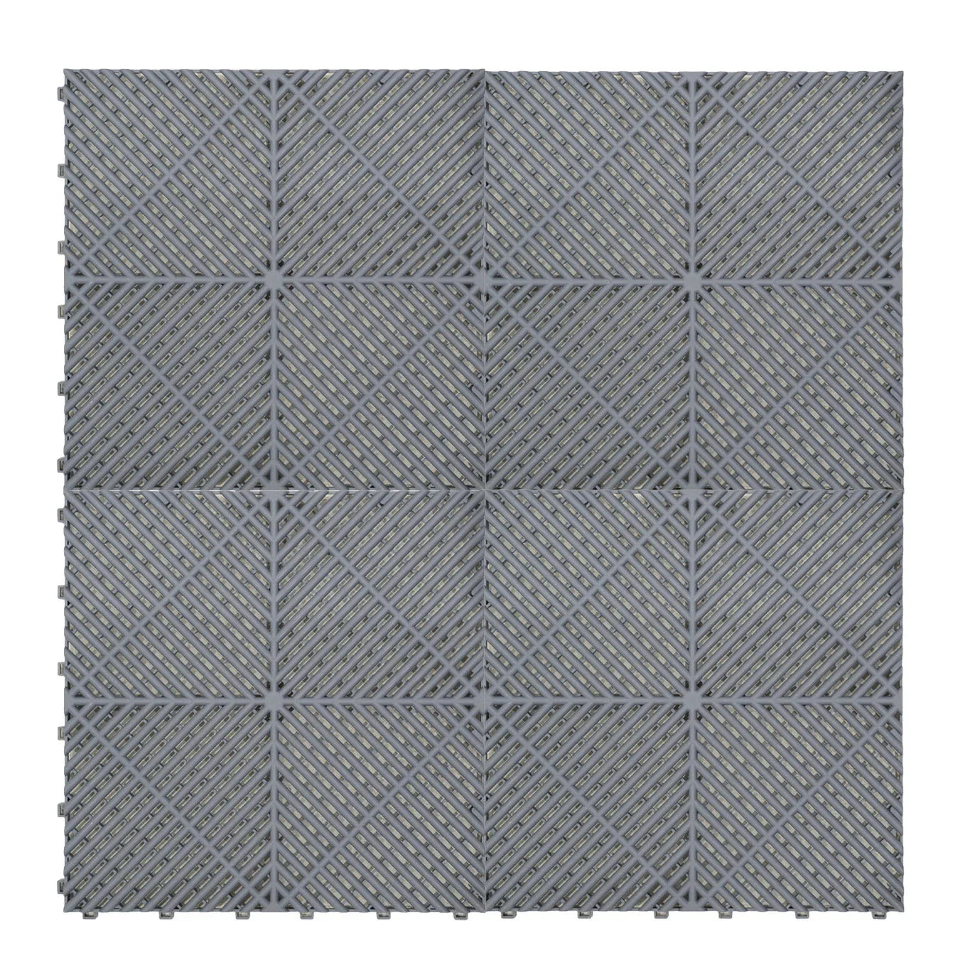 Hexagon LED Lights x 2 & Vented Garage Floor Tiles x 225 With Edges - Grey
