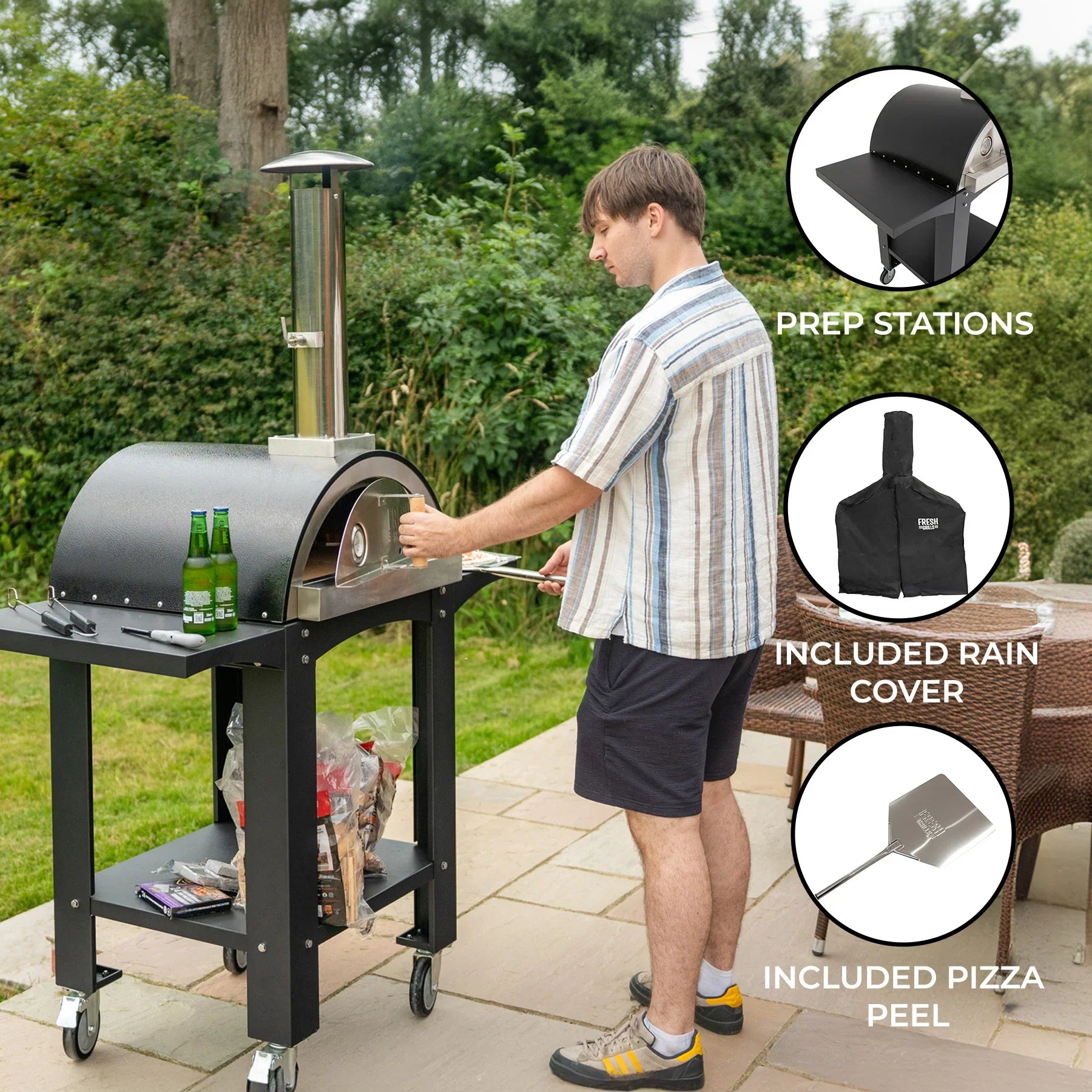 Fresh Grills Free Standing Extra Large Pizza Oven with Prep Stations