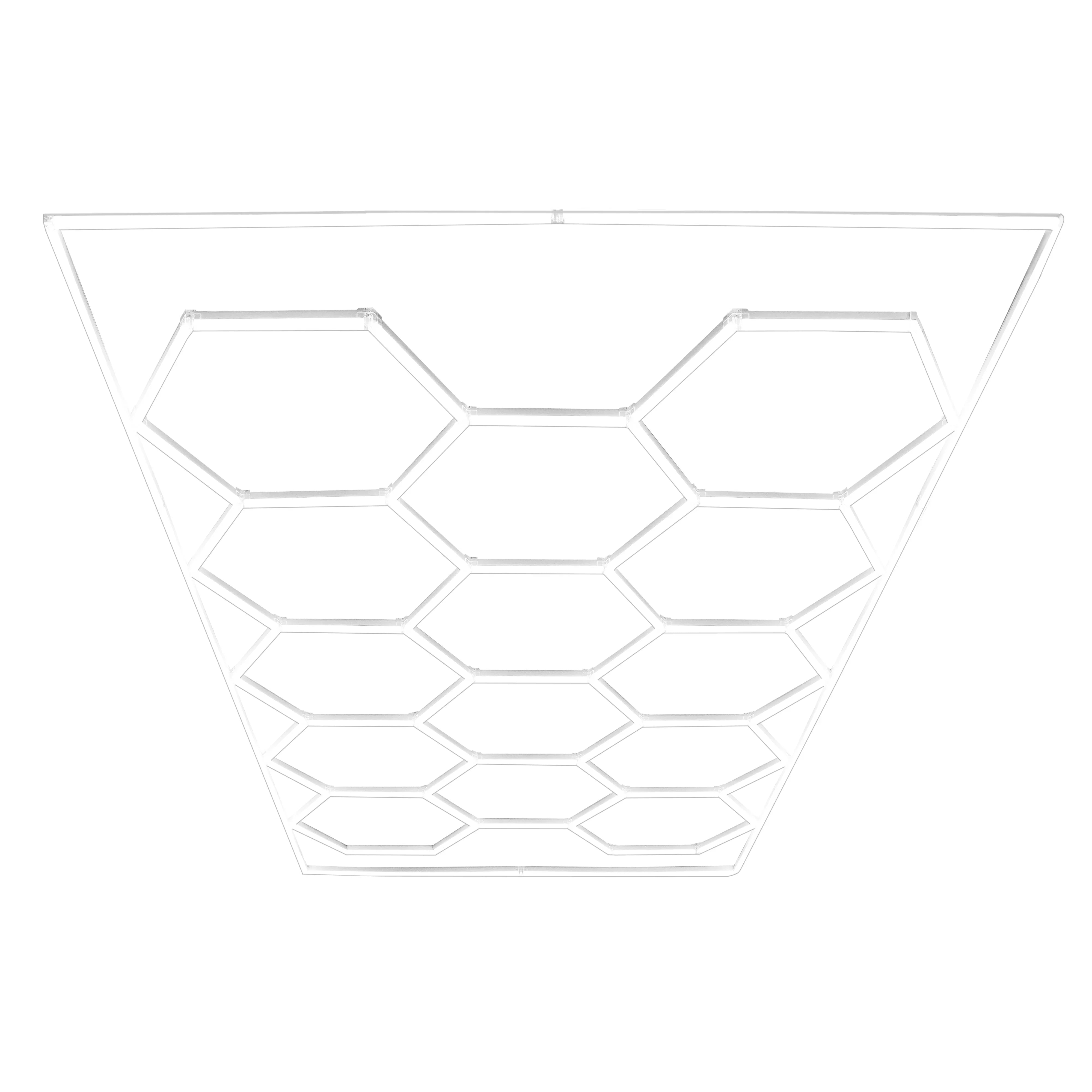 Hexagon LED Lights x 2 & Vented Garage Floor Tiles With Edges - 120 Black & 120 Grey