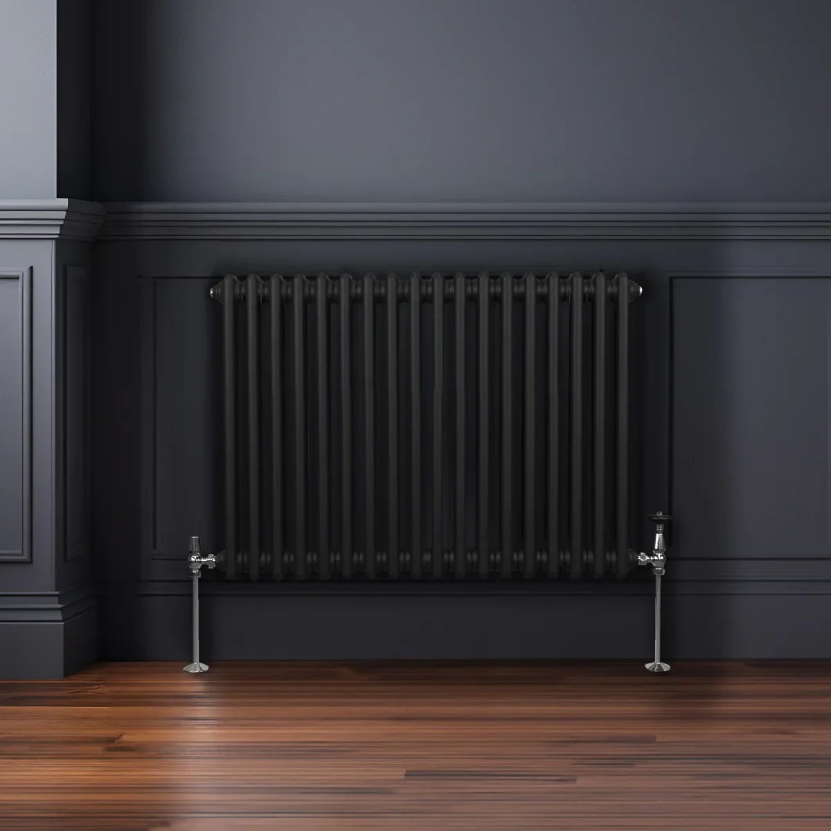 Traditional 2 Column Radiator - 600 x 832mm - Black