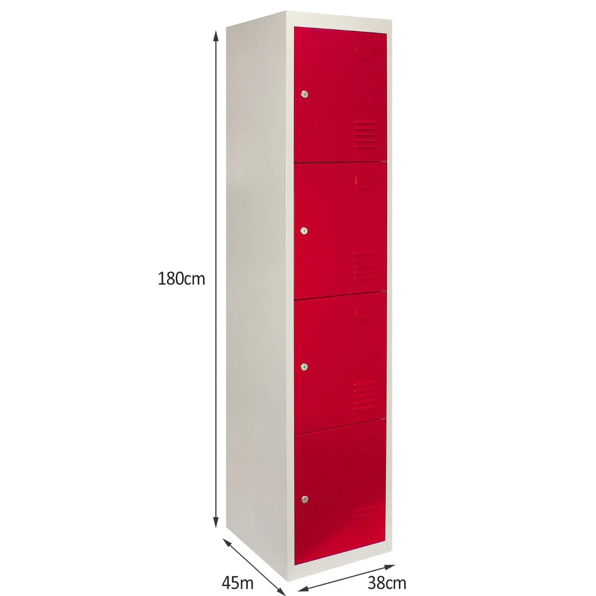 3 x Metal Storage Lockers - Four Doors, Red