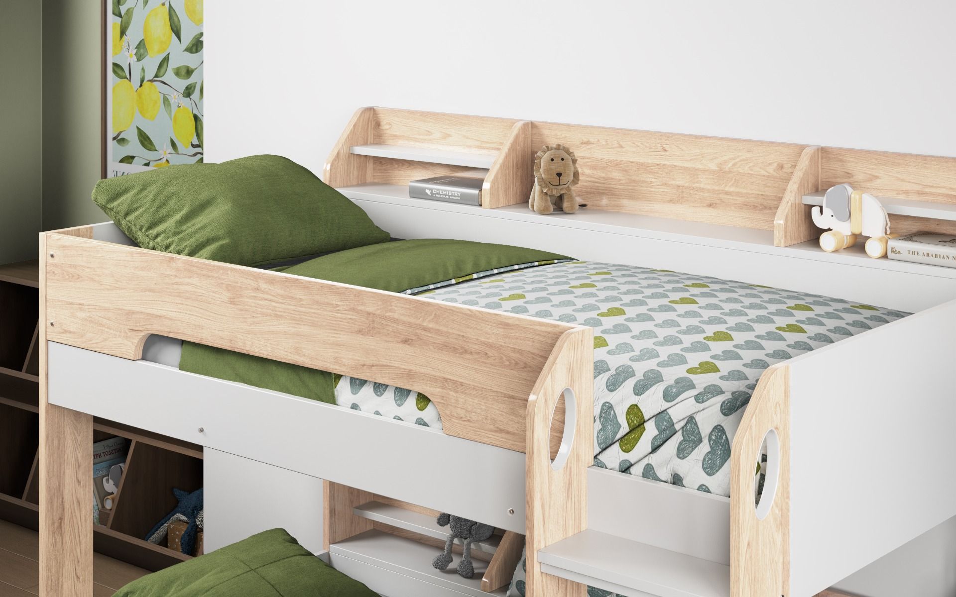 Flair Flick Storage Bunk Bed White & Oak