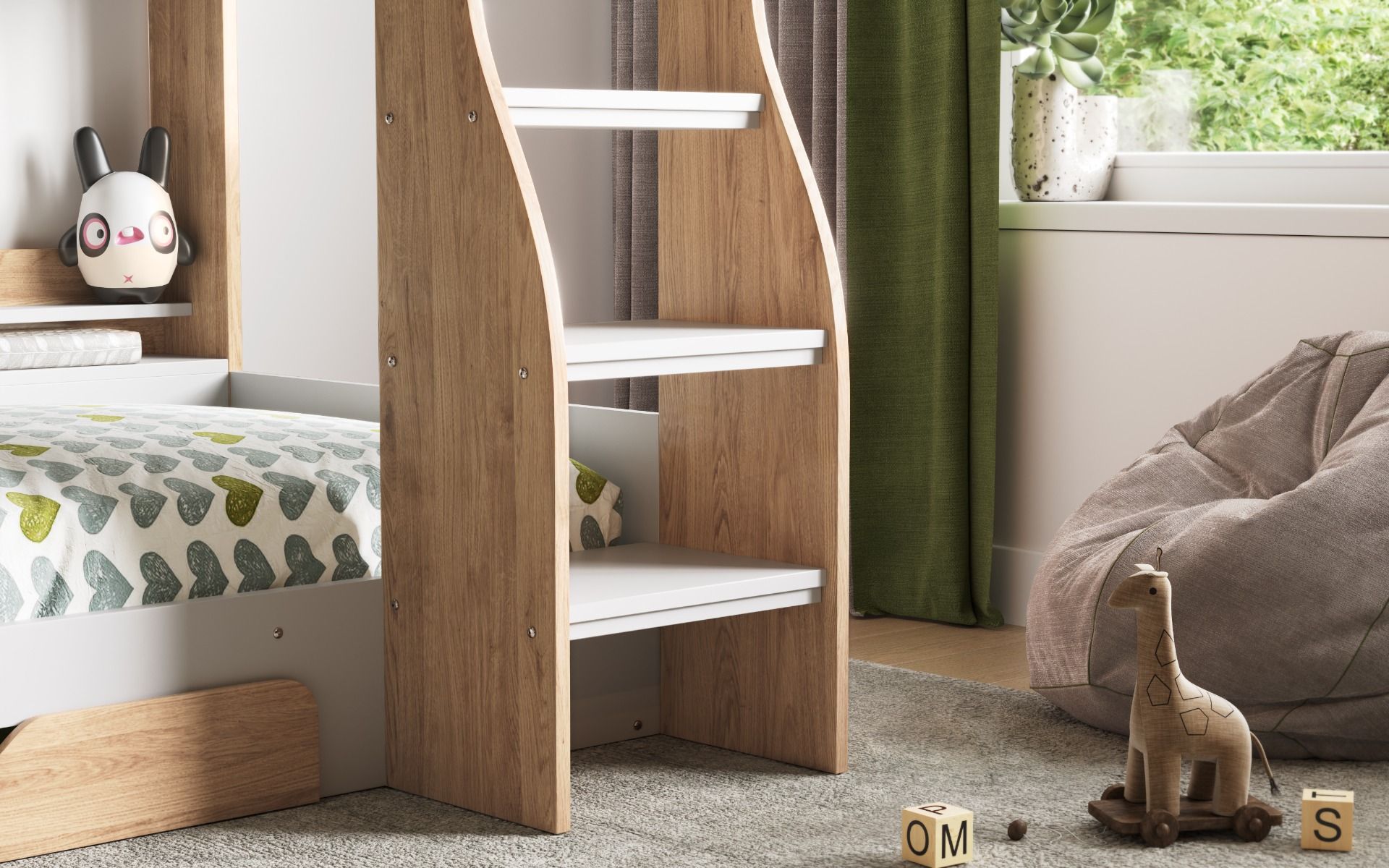 Flair Flick Storage Bunk Bed White & Oak