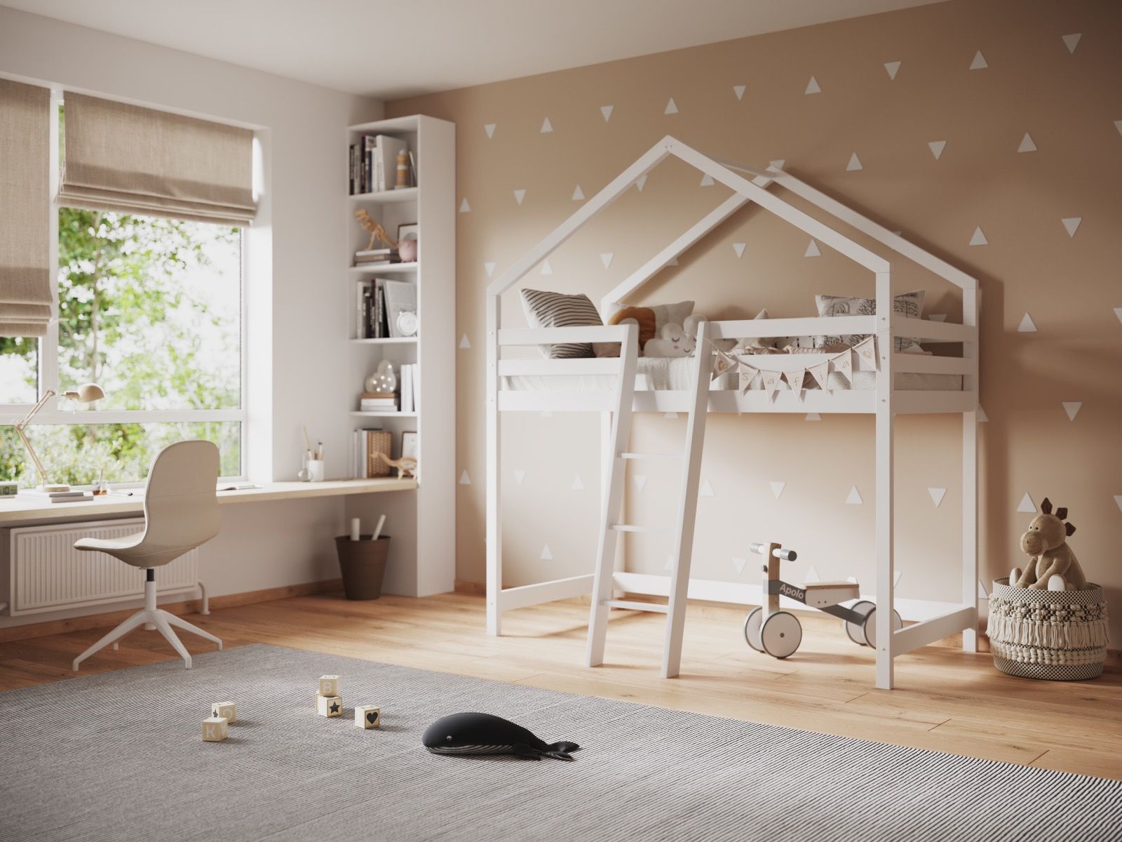 Flair Nook House Mid Sleeper White Wooden