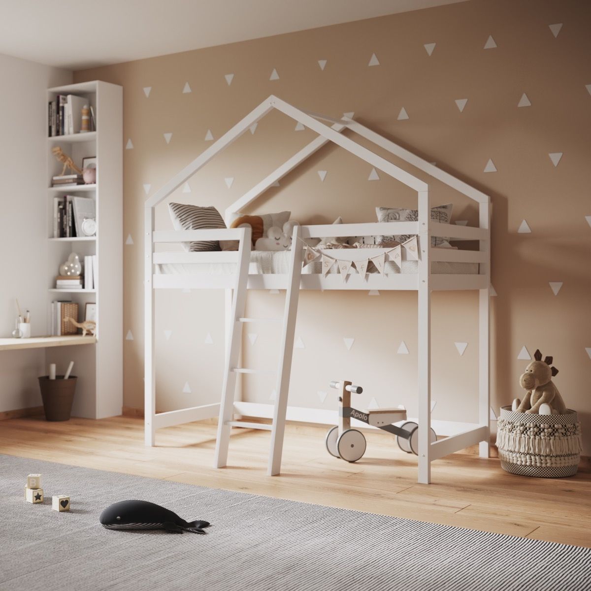 Flair Nook House Mid Sleeper White Wooden