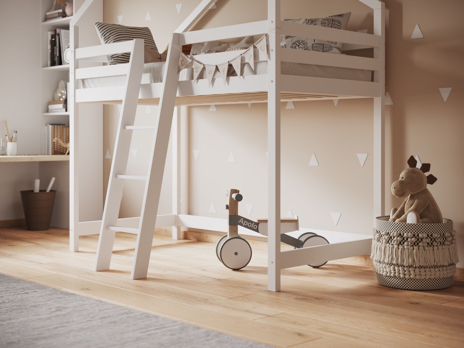 Flair Nook House Mid Sleeper White Wooden
