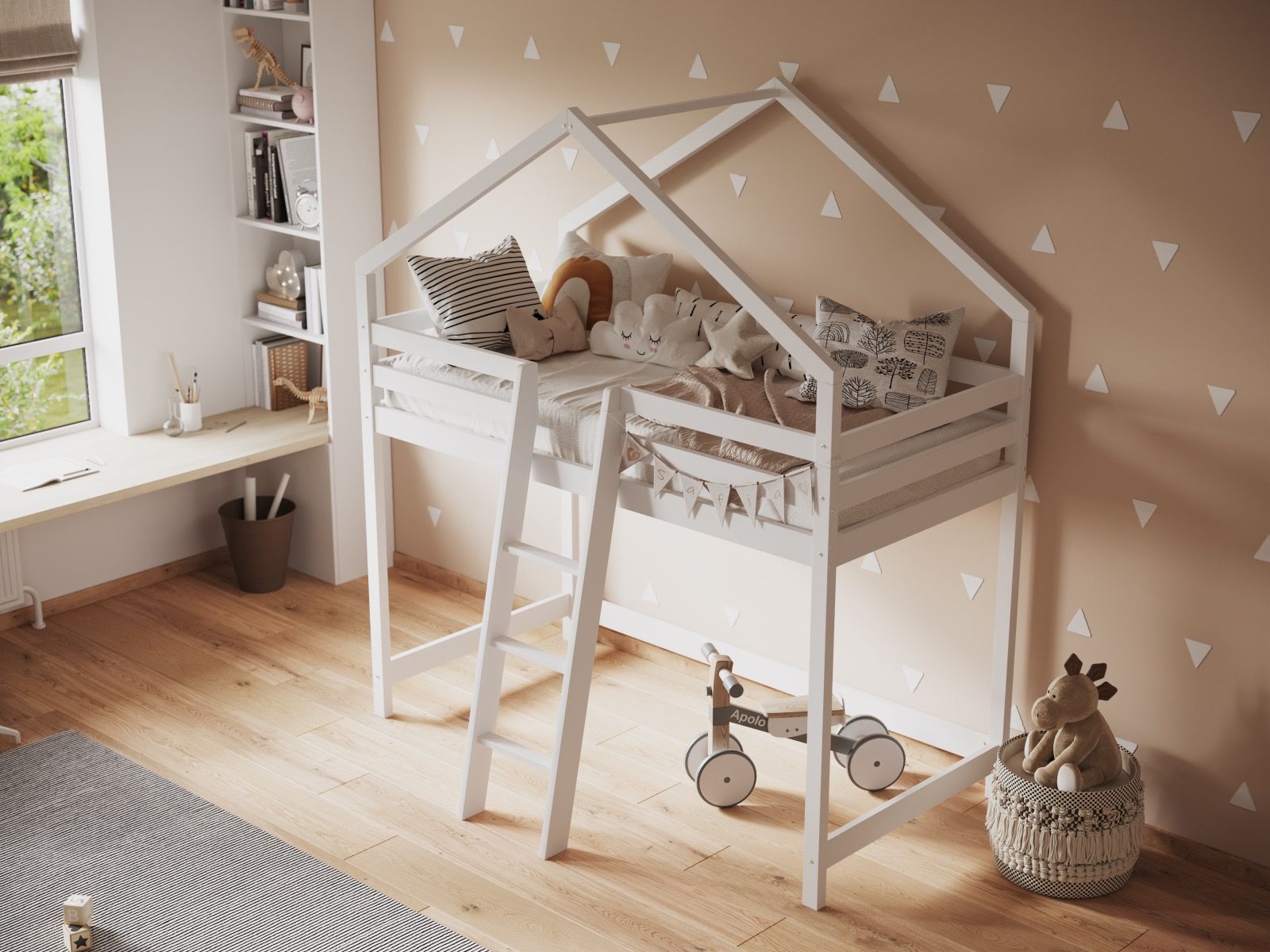 Flair Nook House Mid Sleeper White Wooden