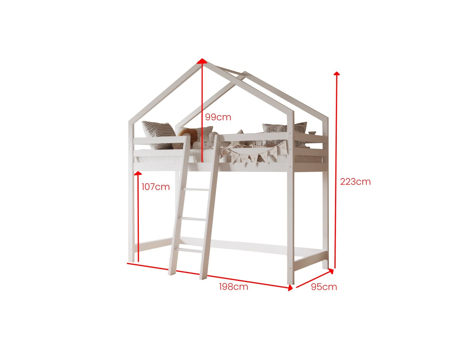 Flair Nook House Mid Sleeper White Wooden