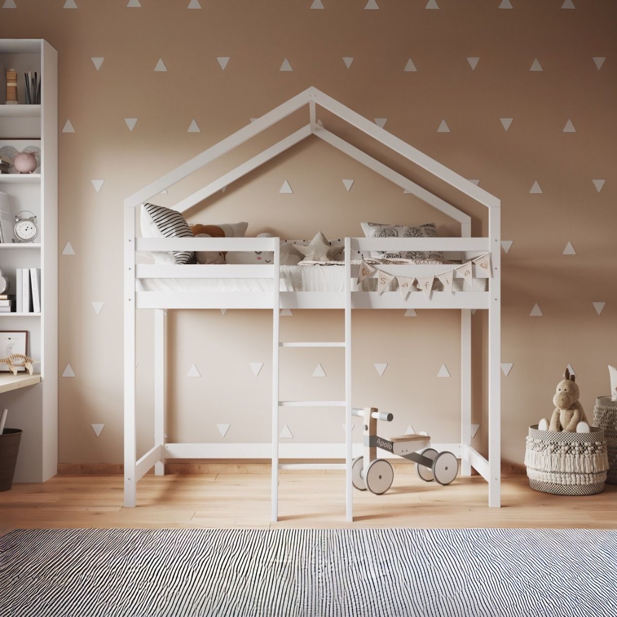 Flair Nook House Mid Sleeper White Wooden