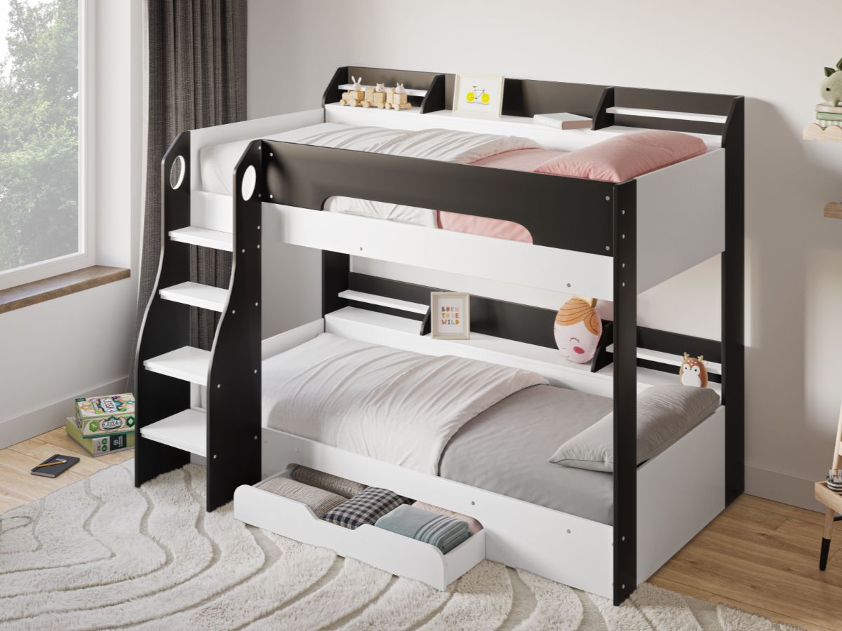 Flair Flick Storage Grey Bunk Bed with Drawer