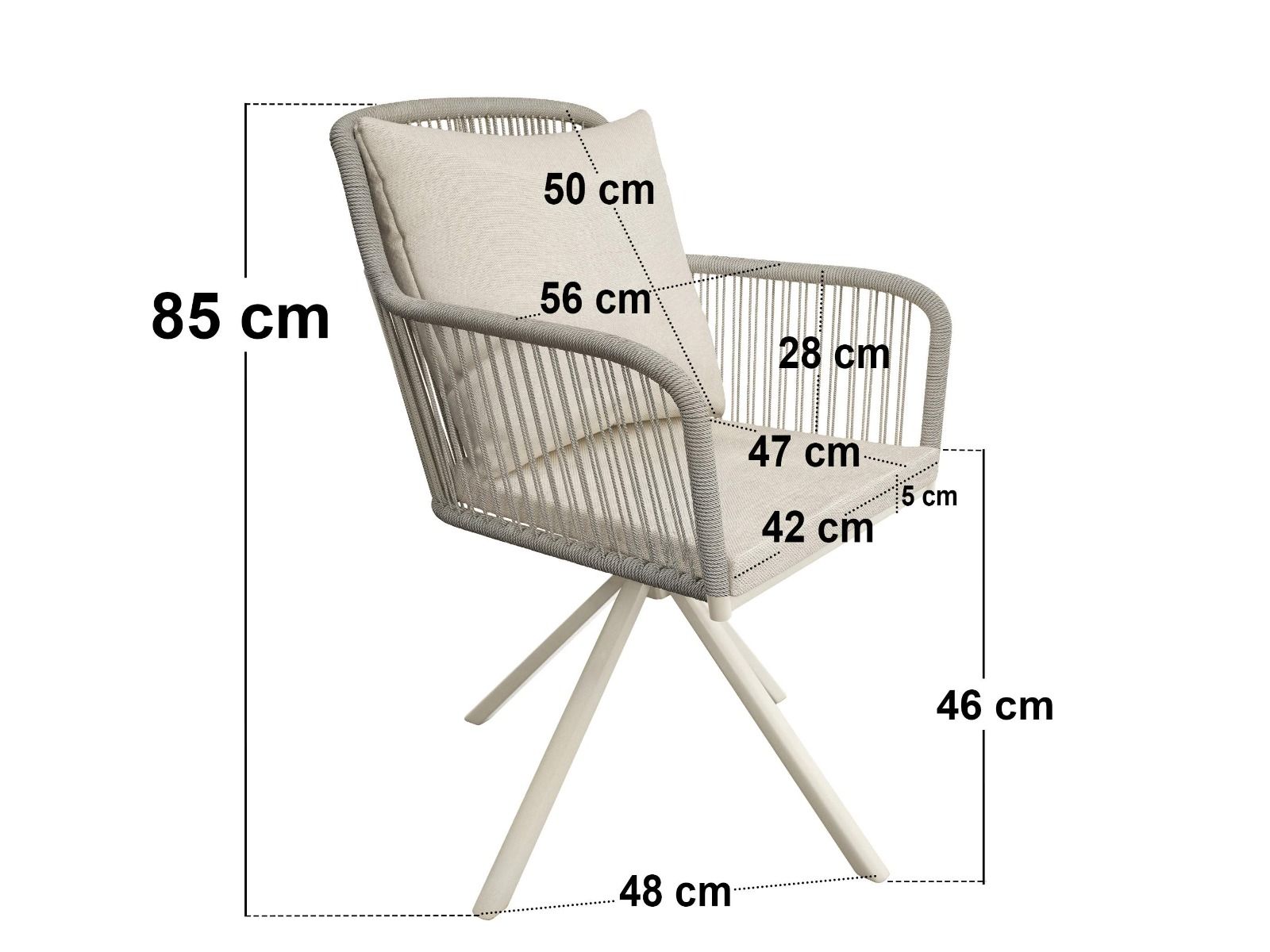 SOLACE+CO Hana Table & Juno Swivel Chairs Garden Bistro Set Beige Rattan