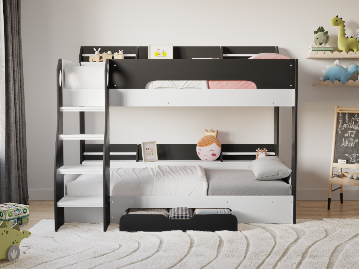 Flair Flick Storage Grey Bunk Bed with Drawer