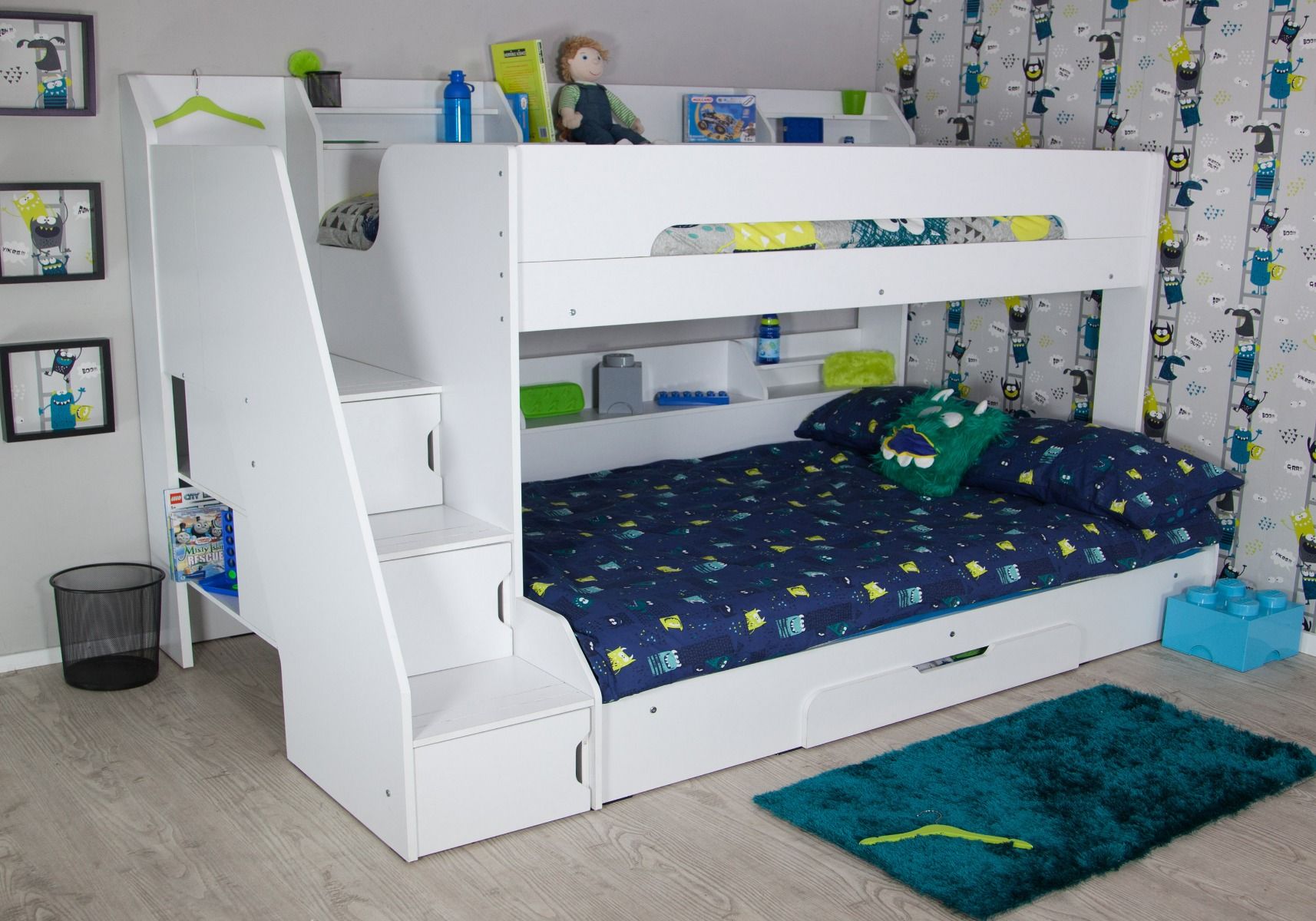 Flair Slick Staircase Triple Bunk Bed with Storage