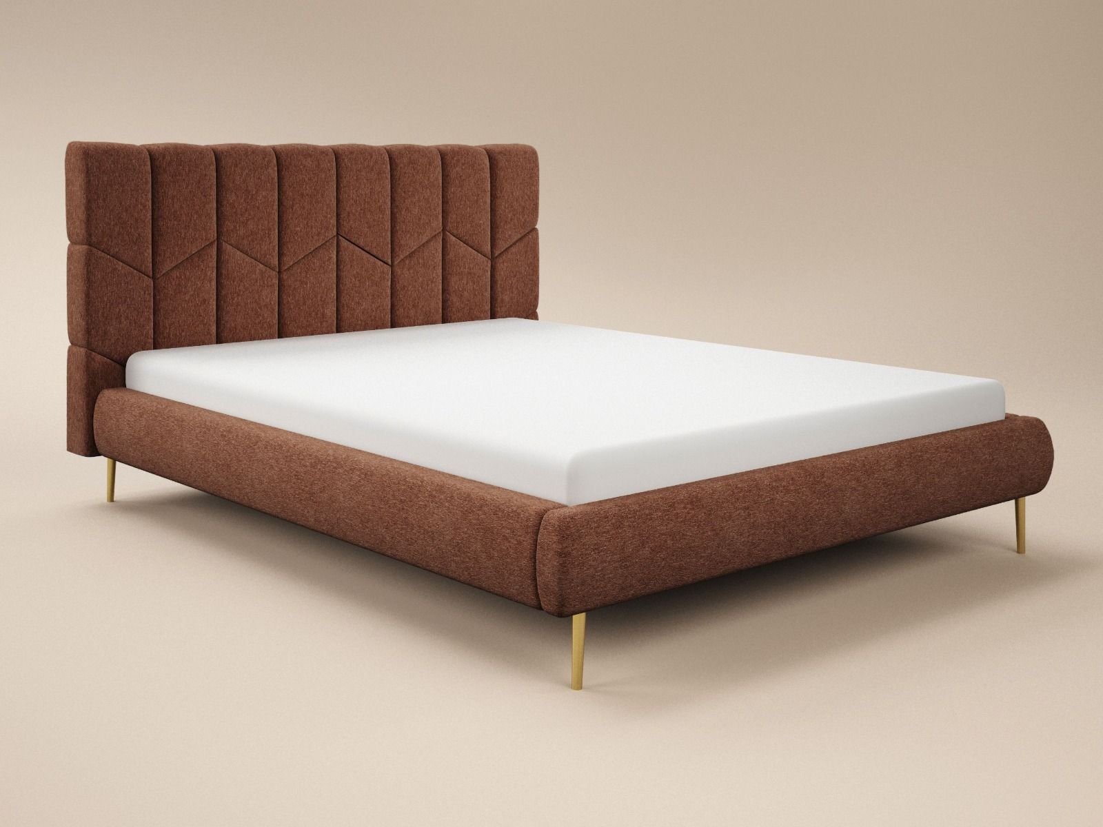 SOLACE+CO Isabela Chenille Upholstered Bed Frame with Chevron Headboard