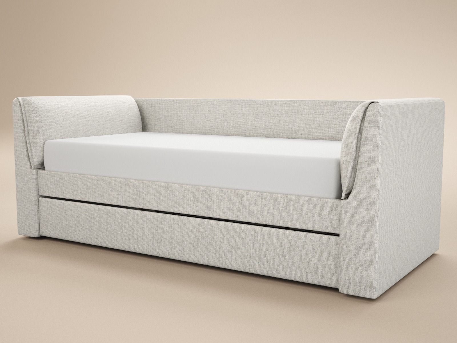 Flair Max Day Bed with Trundle Cream Chenille