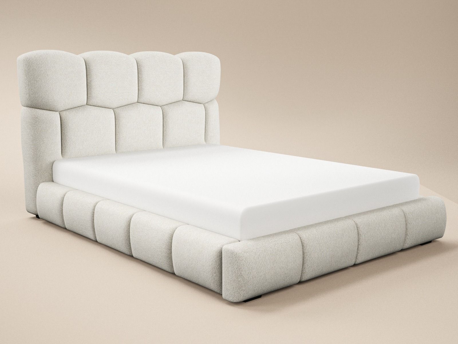 SOLACE+CO Irma Marshmallow Bed Frame Cream Chenille