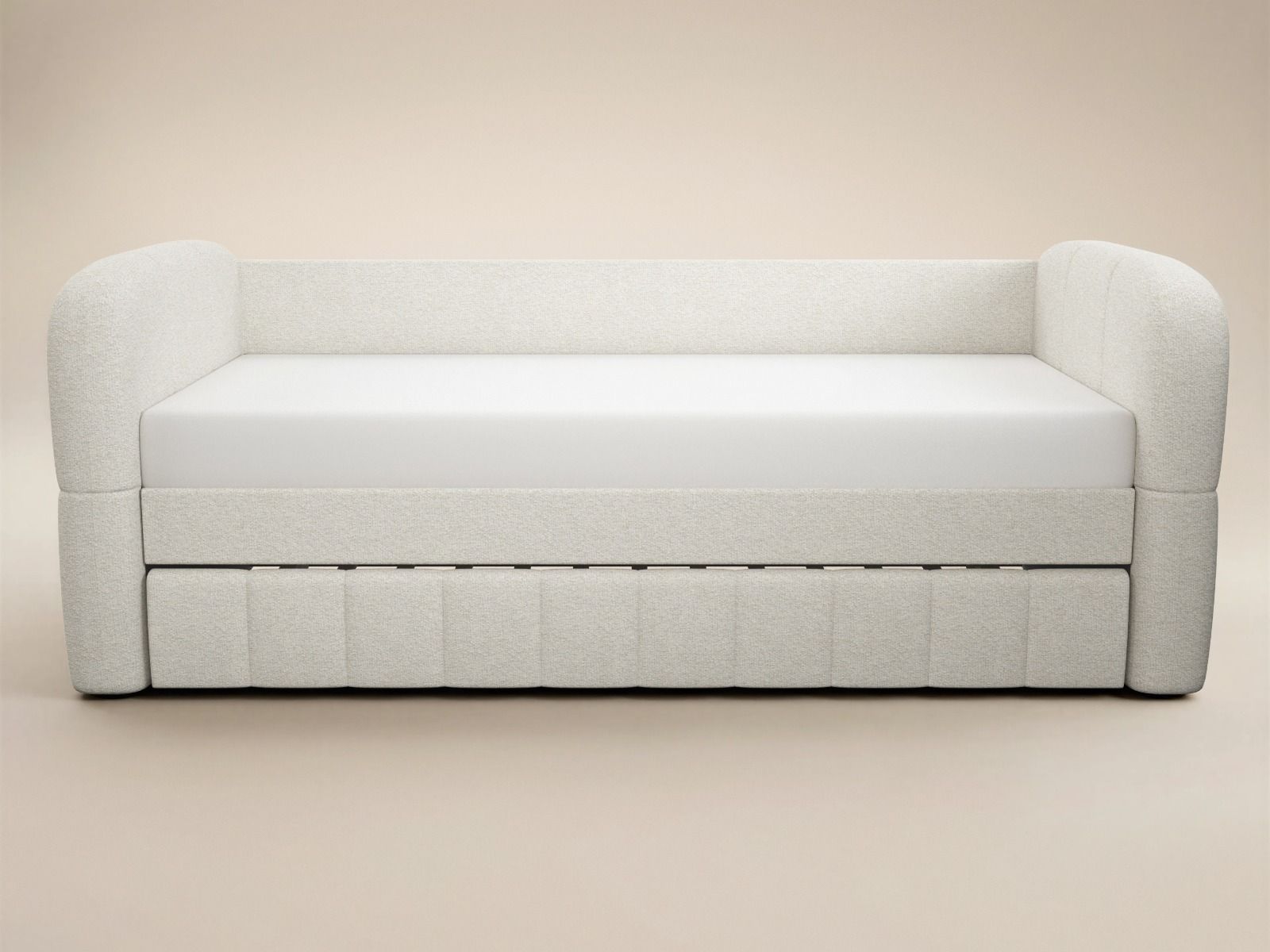 Flair Livia Day Bed with Trundle Cream Chenille