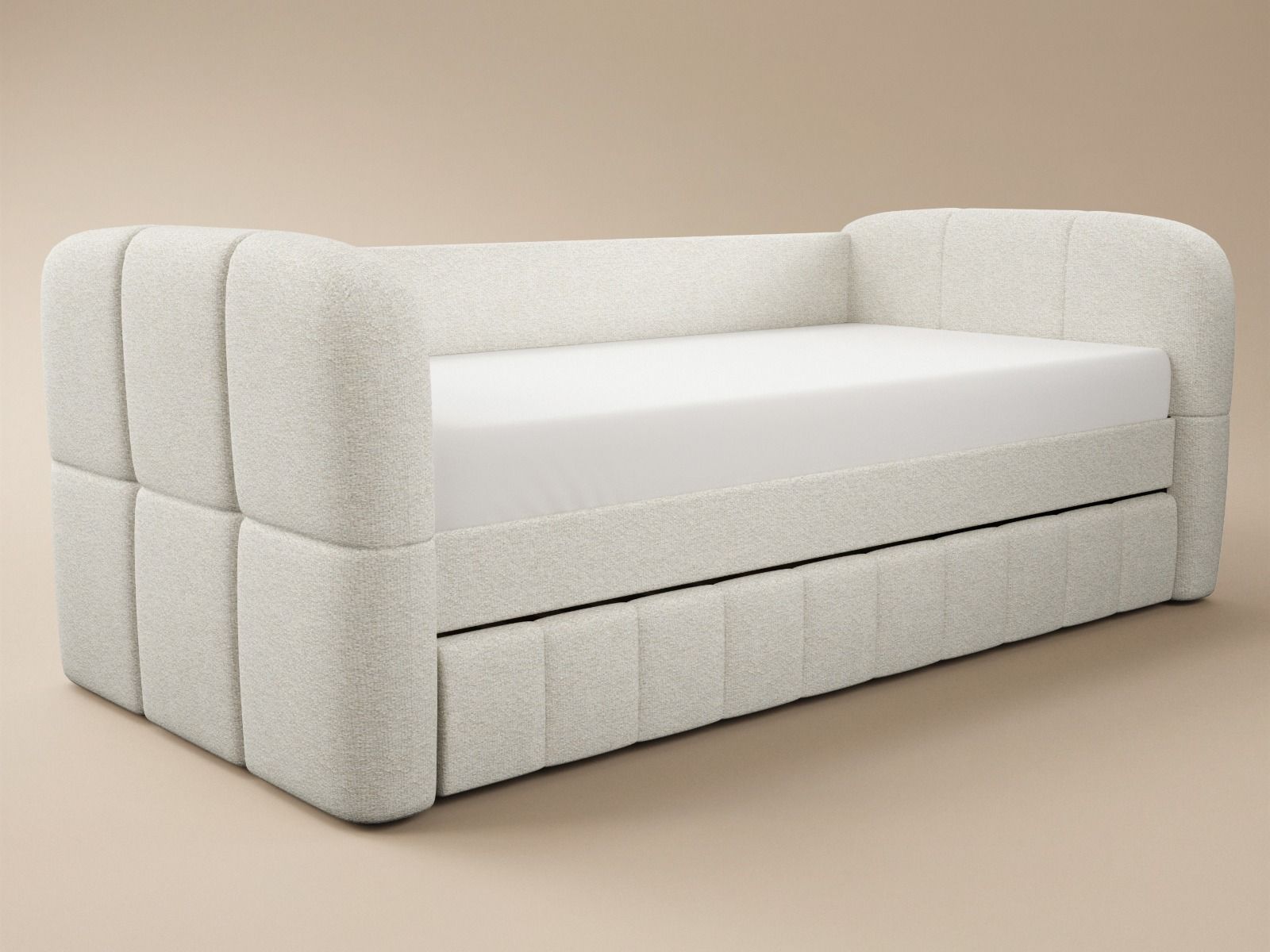 Flair Livia Day Bed with Trundle Cream Chenille
