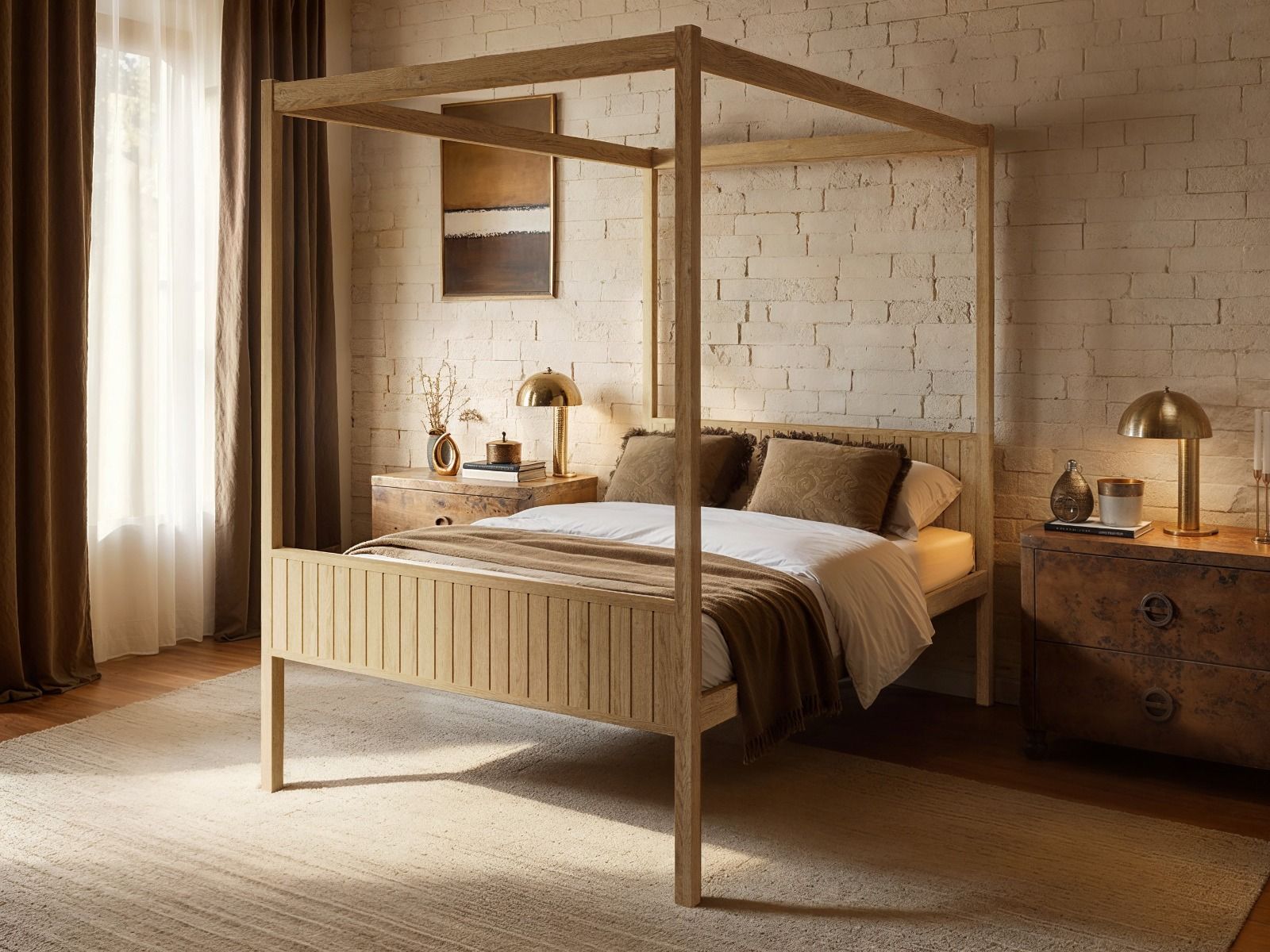 Flair Maddy 4 Poster Bed Frame Solid Pine Natural
