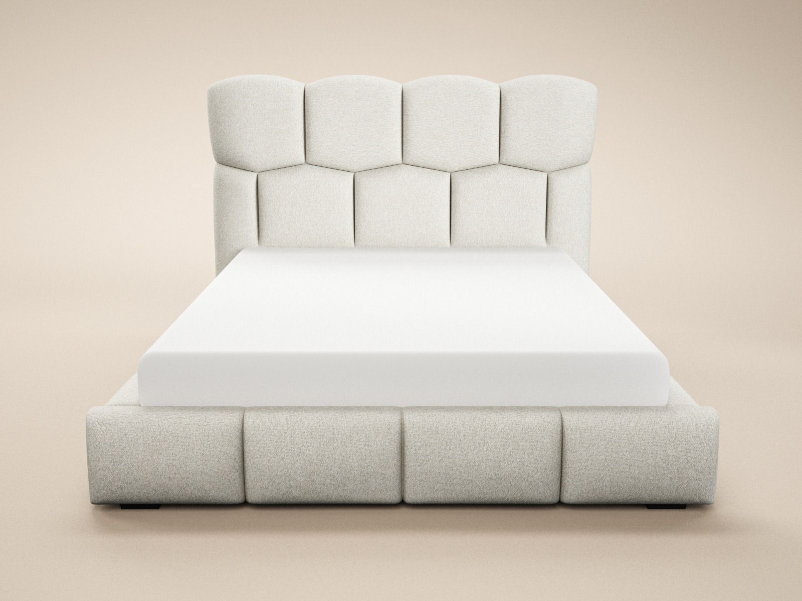 SOLACE+CO Irma Marshmallow Bed Frame Cream Chenille