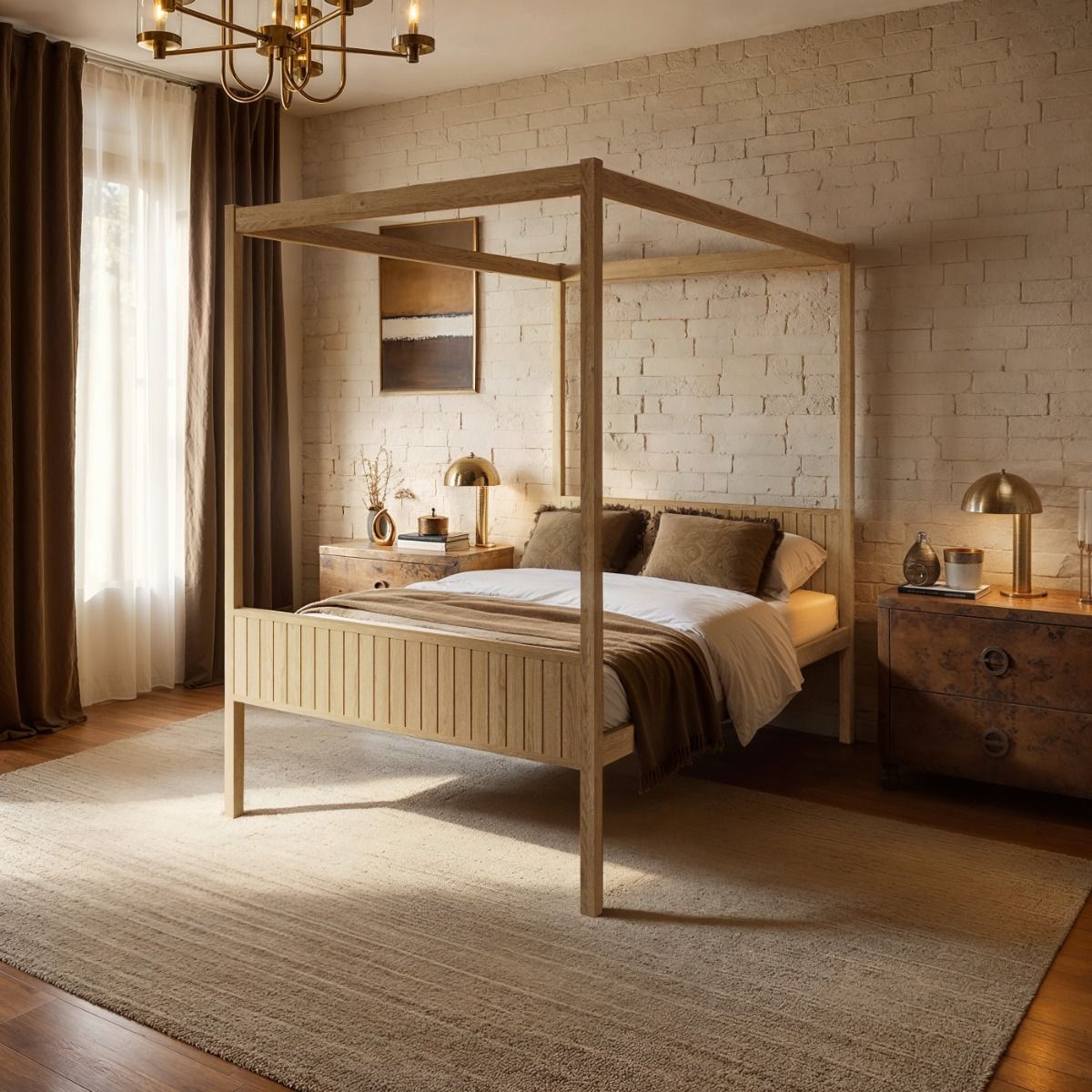 Flair Maddy 4 Poster Bed Frame Solid Pine Natural