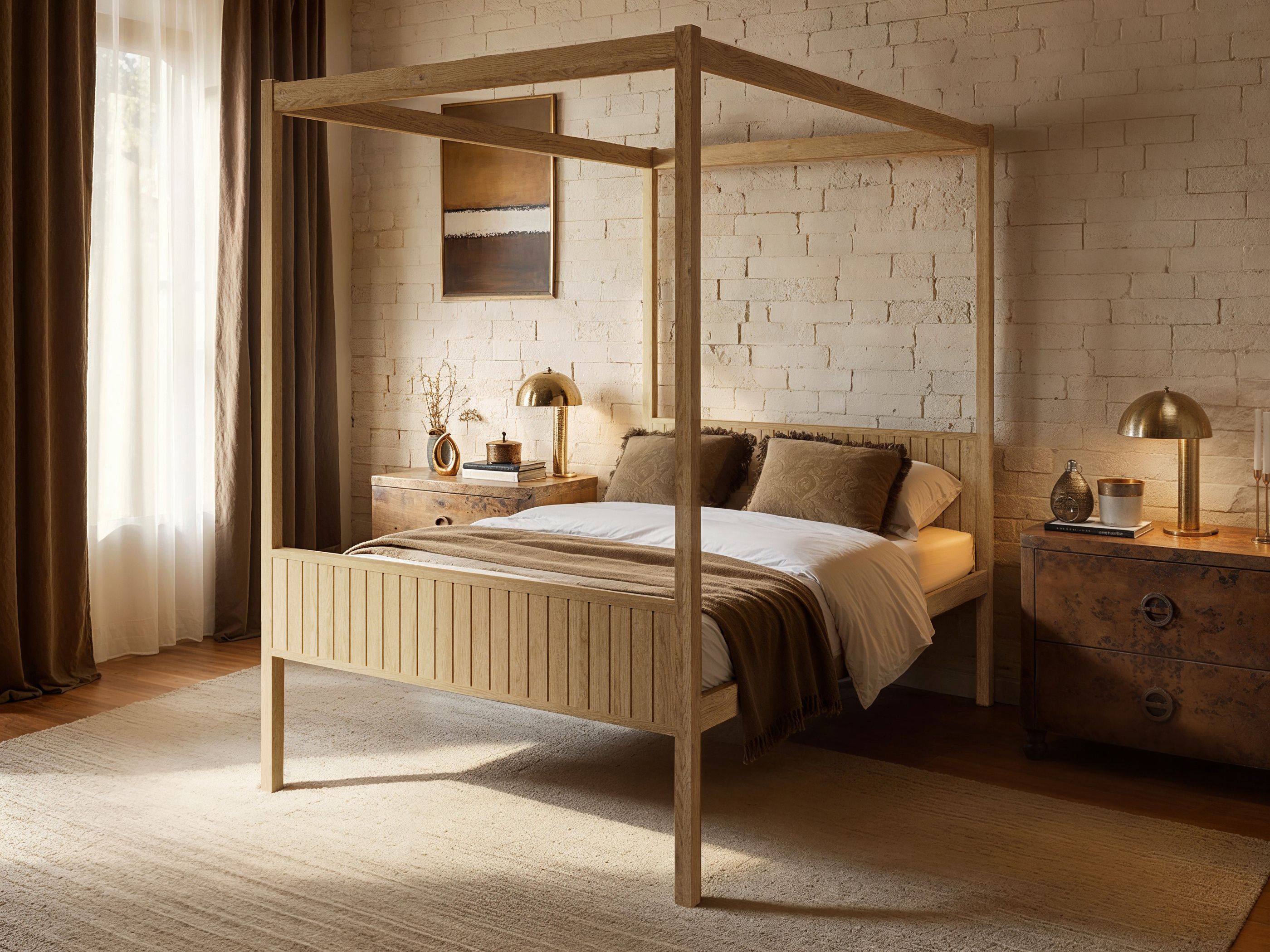 Flair Maddy 4 Poster Bed Frame Solid Pine Natural