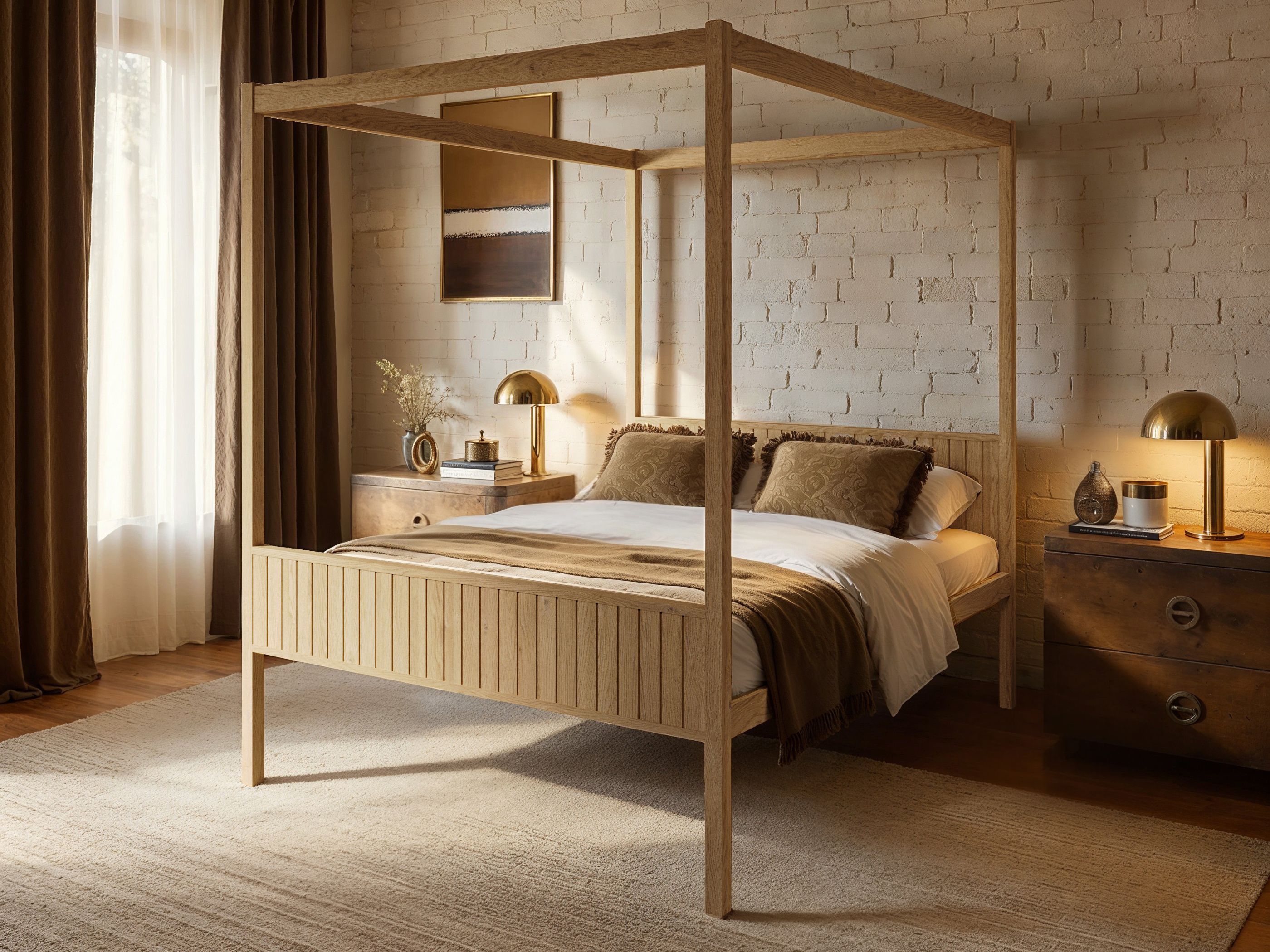 Flair Maddy 4 Poster Bed Frame Solid Pine Natural