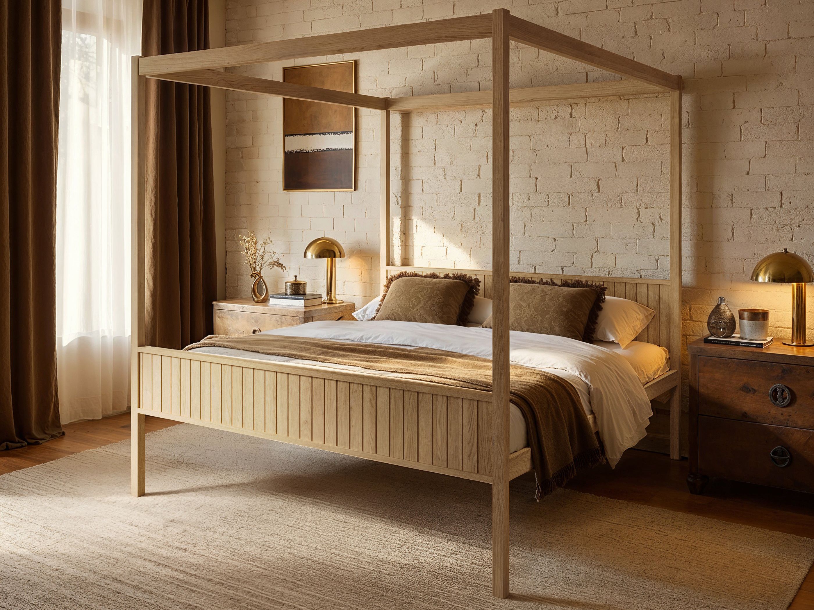 Flair Maddy 4 Poster Bed Frame Solid Pine Natural