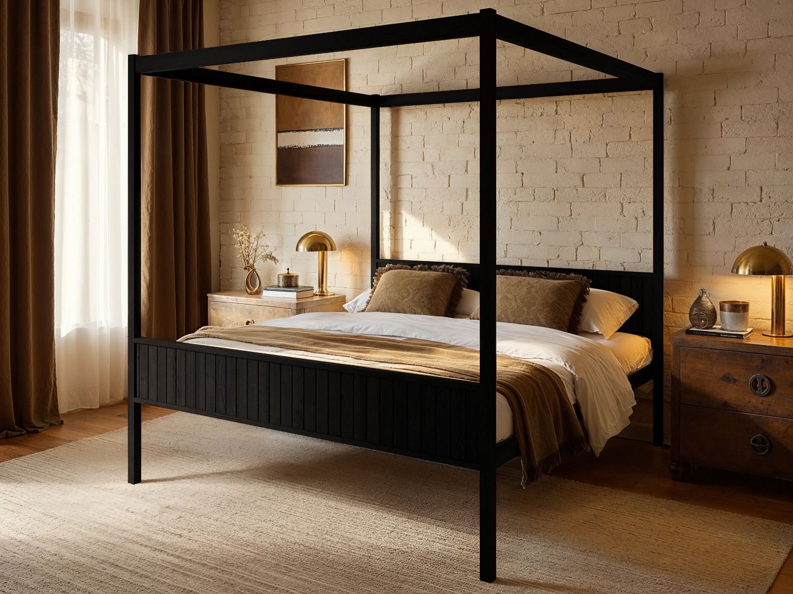Flair Maddy 4 Poster Bed Frame Solid Pine Black