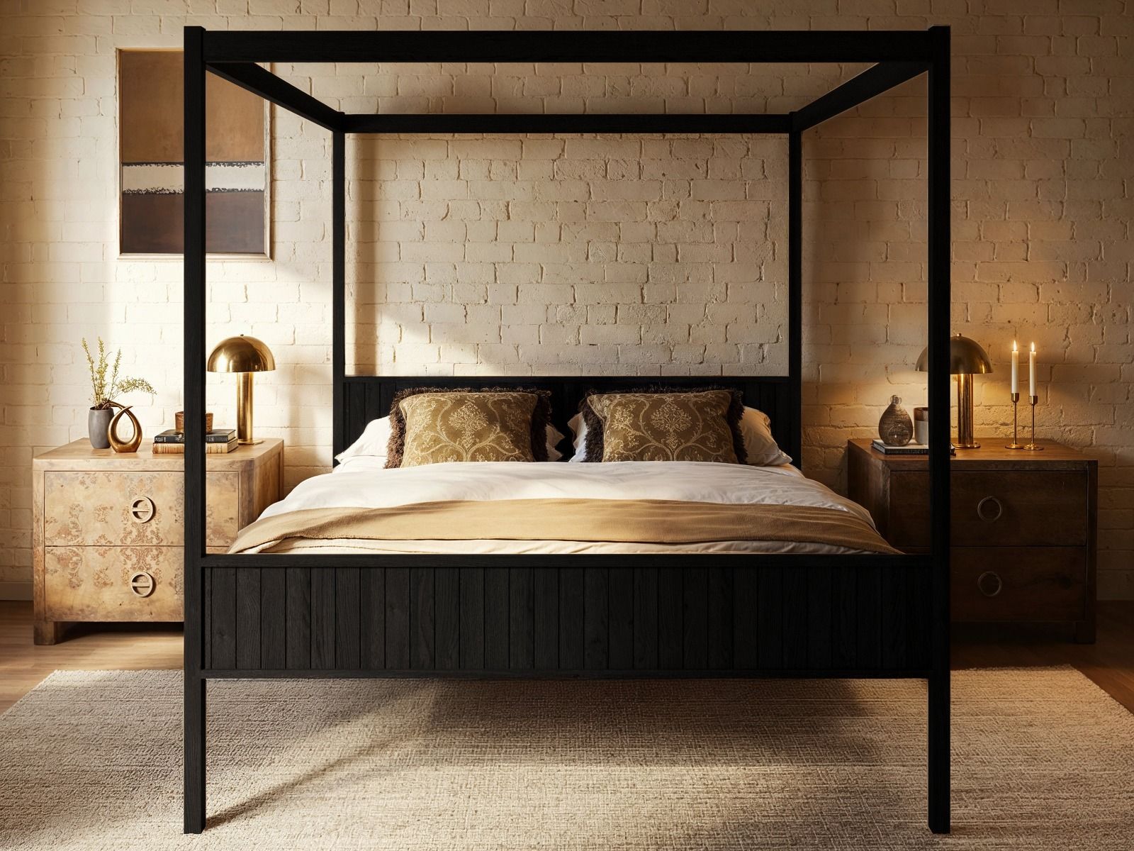 Flair Maddy 4 Poster Bed Frame Solid Pine Black