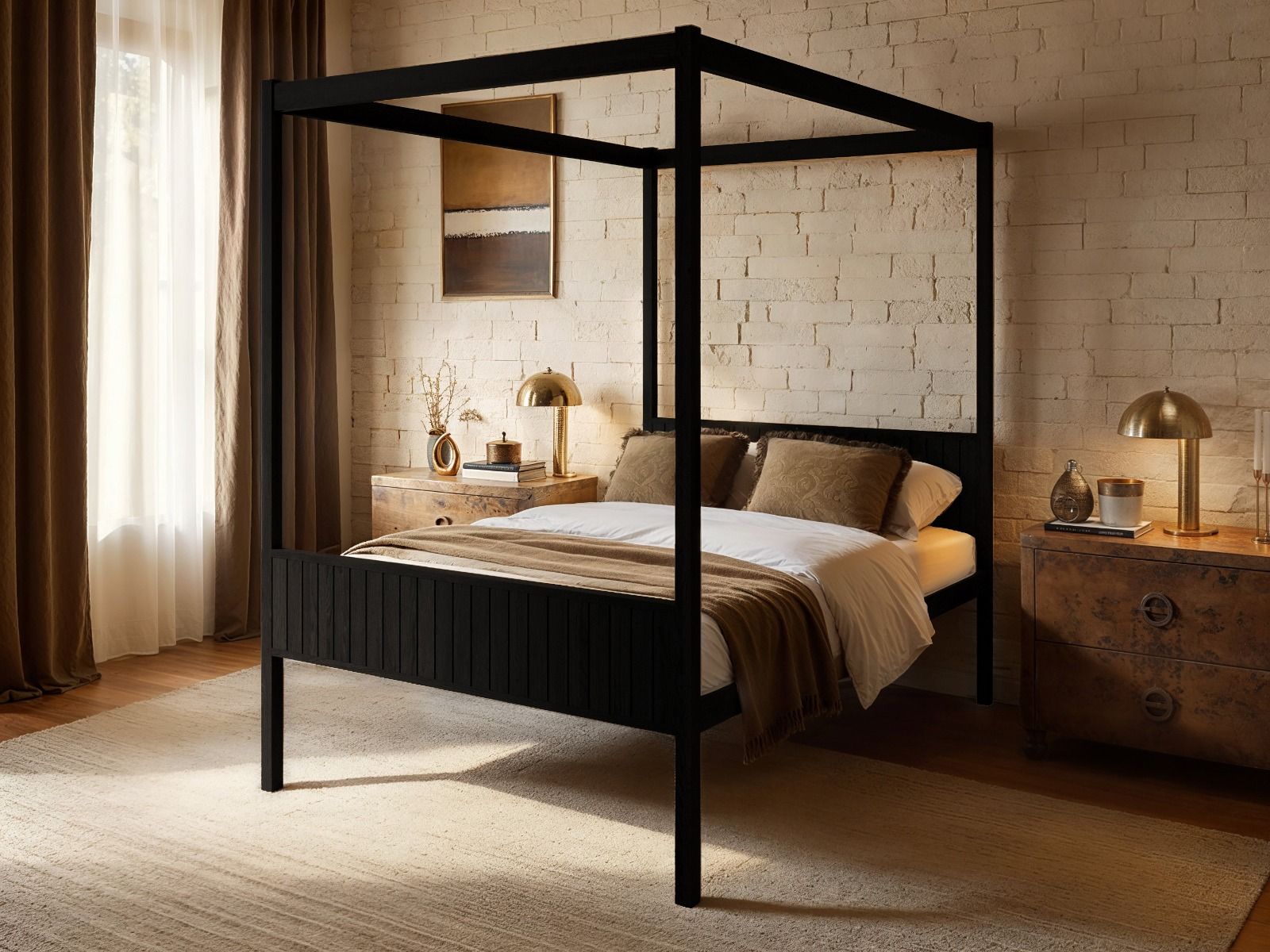 Flair Maddy 4 Poster Bed Frame Solid Pine Black