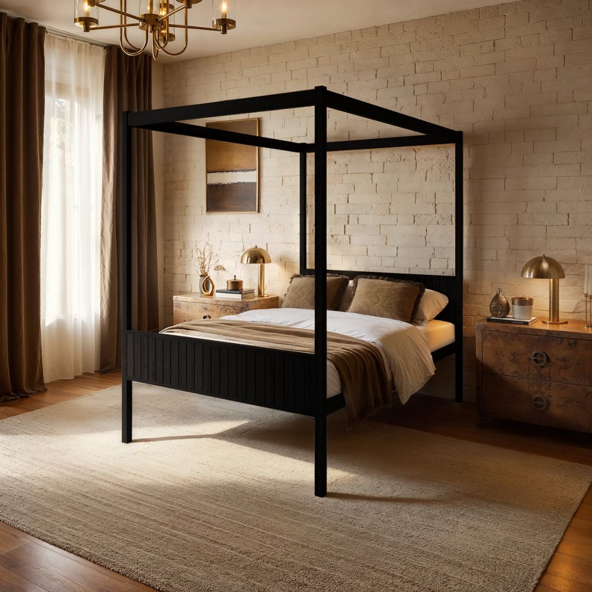 Flair Maddy 4 Poster Bed Frame Solid Pine Black