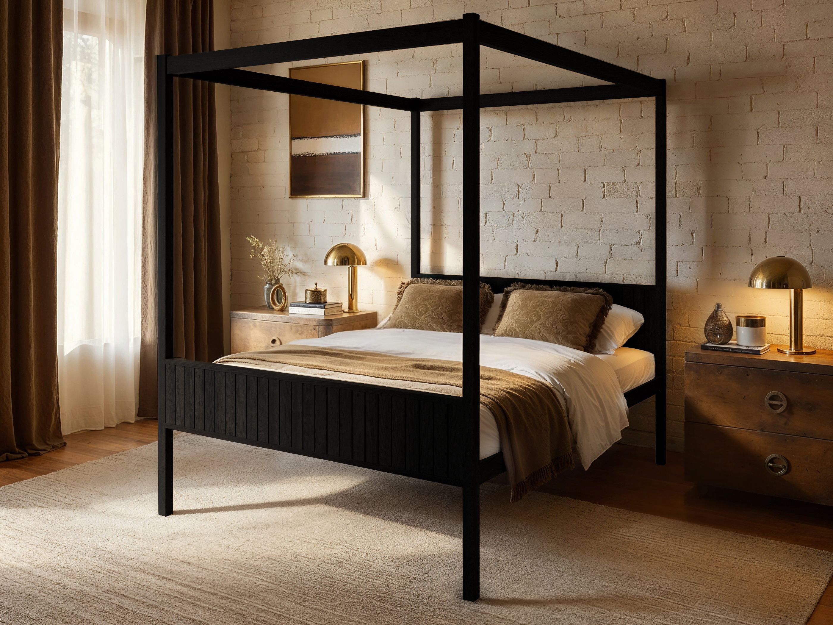 Flair Maddy 4 Poster Bed Frame Solid Pine Black