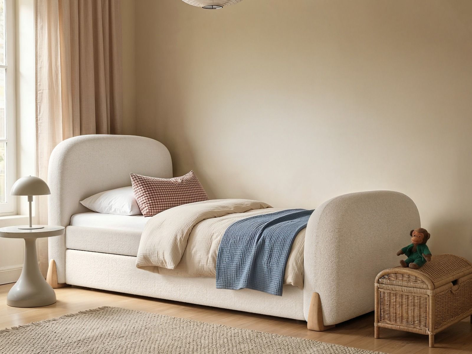 Flair Ines Single Bed with Trundle Cream Boucle